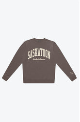 Pull ras du cou à teinture pigmentée Saskatoon Tourist - Espresso