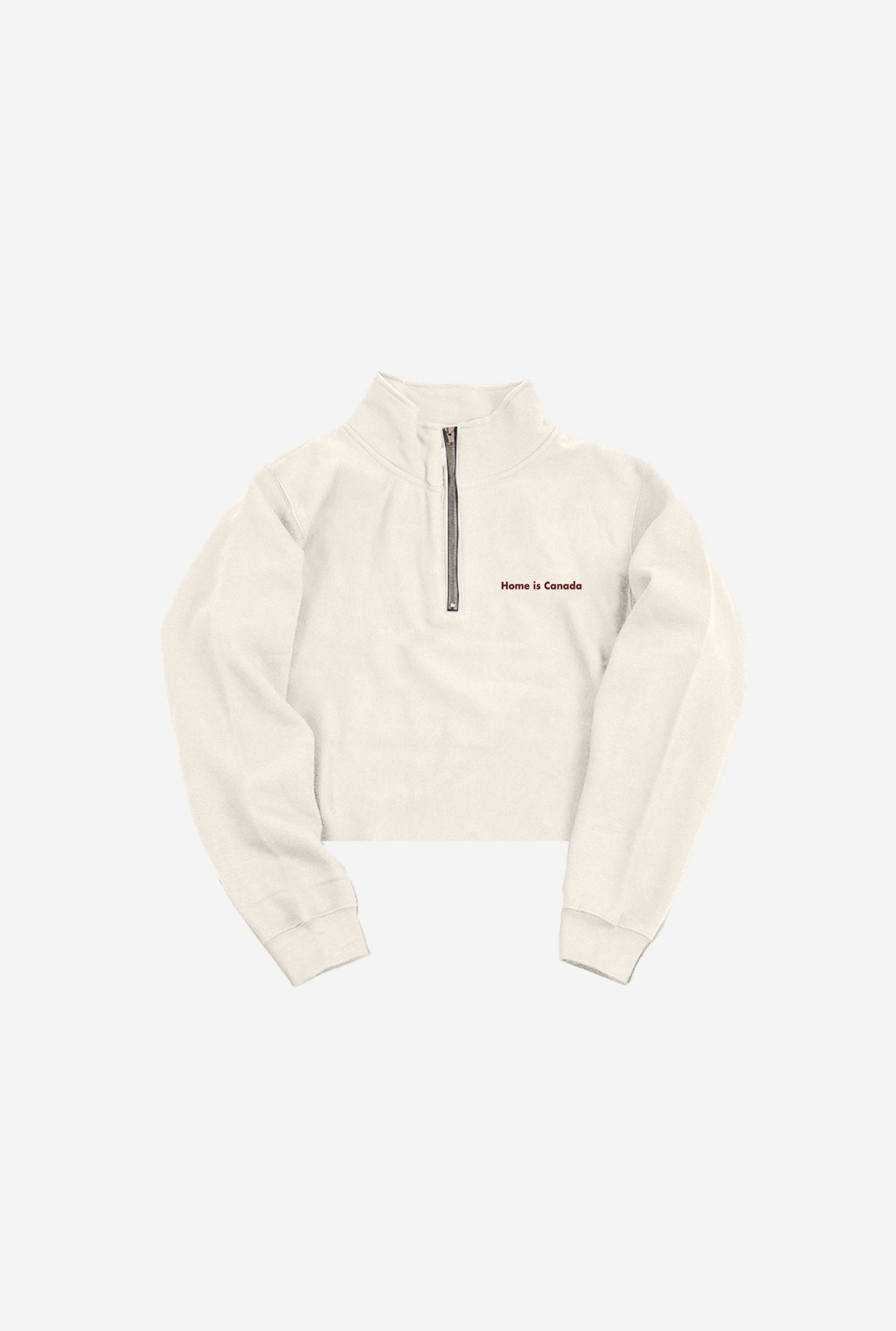 Home is Canada Minimal Premium Cropped 1/4 Zip - Natural