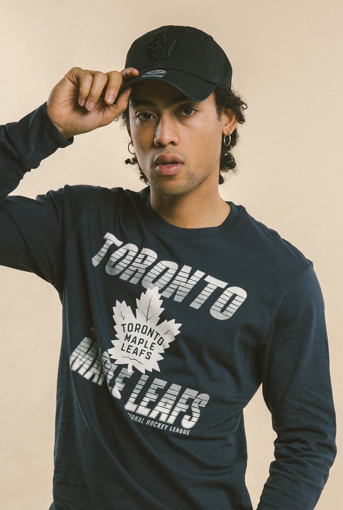 Toronto Maple Leafs Clean Up Cap - Black on Black