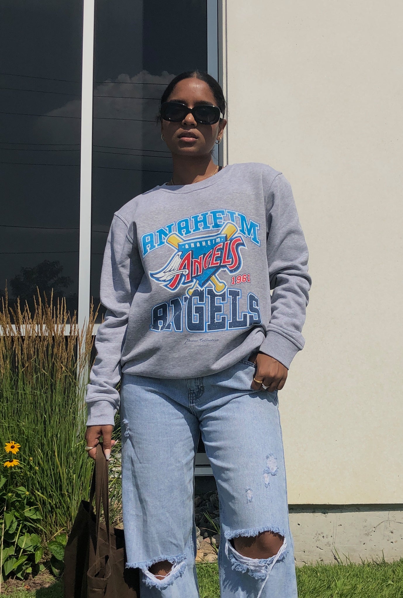 Anaheim Angels Vintage Washed Crewneck - Grey