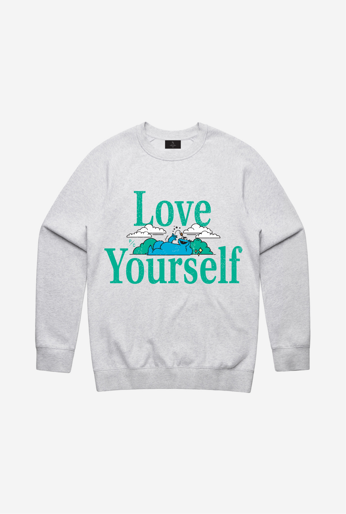 Love Yourself Cookie Monster Crewneck - Ash