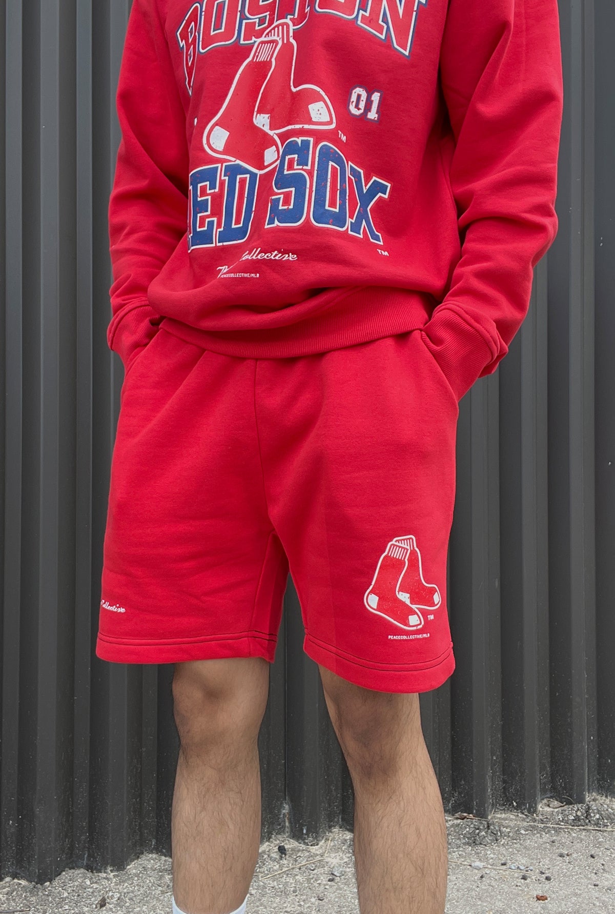 Boston Red Sox Vintage Washed Fleece Shorts - Red