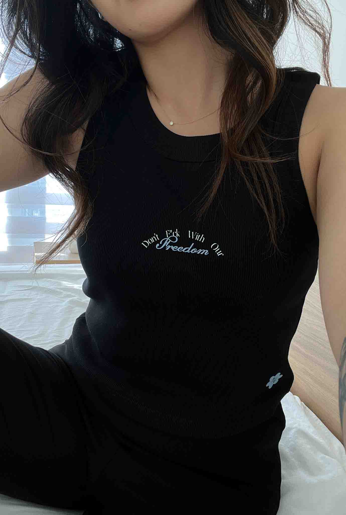 Don't F*ck With Our Freedom Ribbed Tank - Black