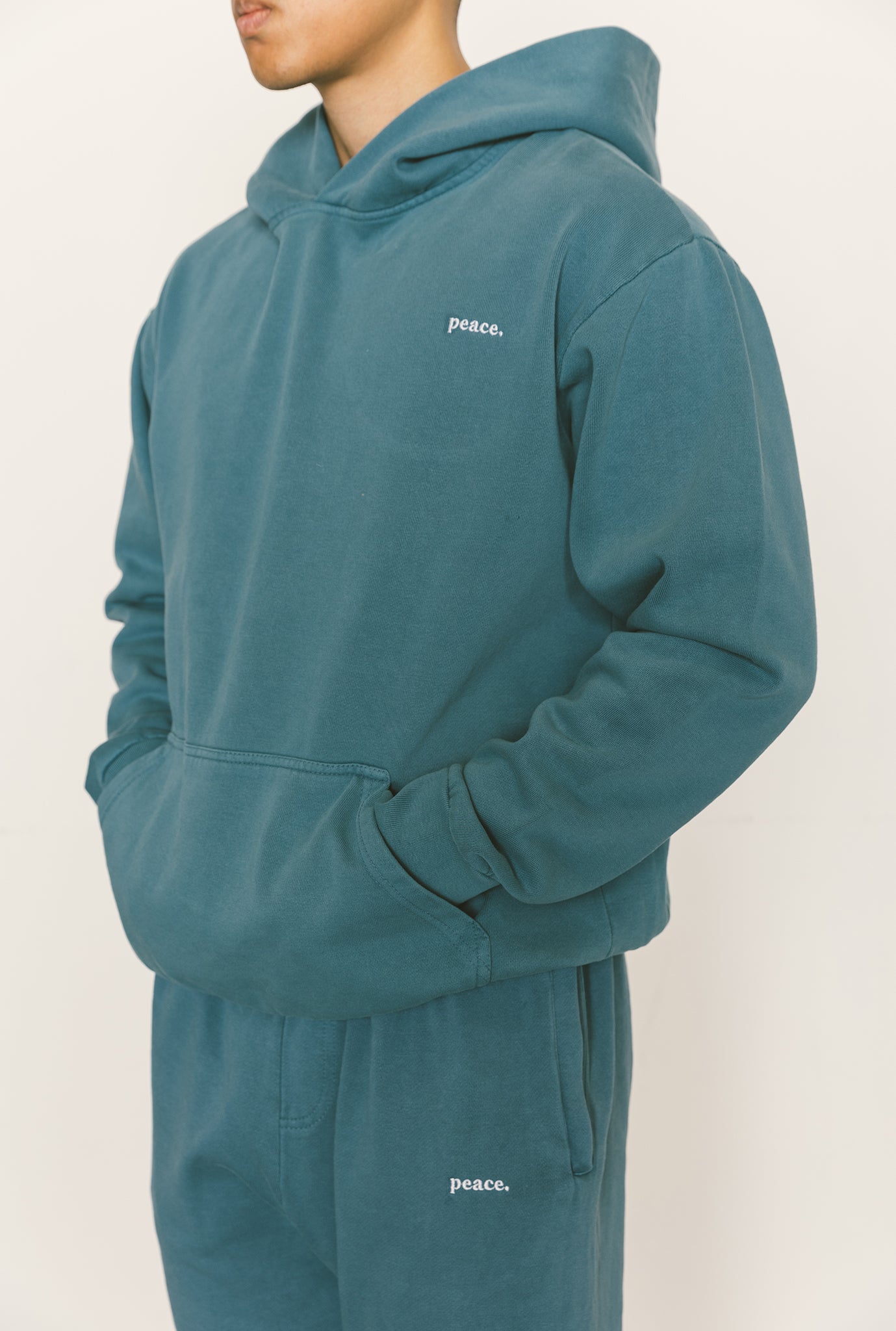 Peace Heavyweight Hoodie - Pebble Blue