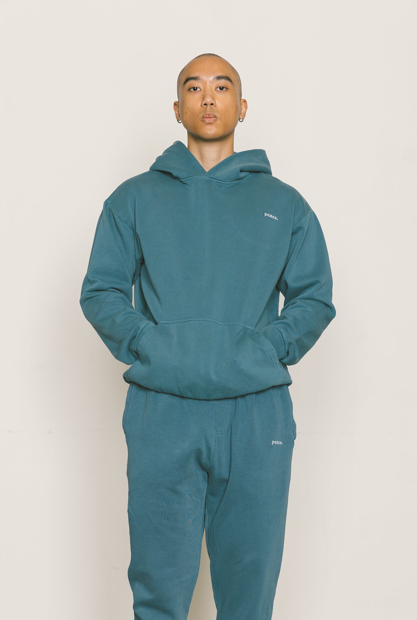Peace Heavyweight Hoodie - Pebble Blue
