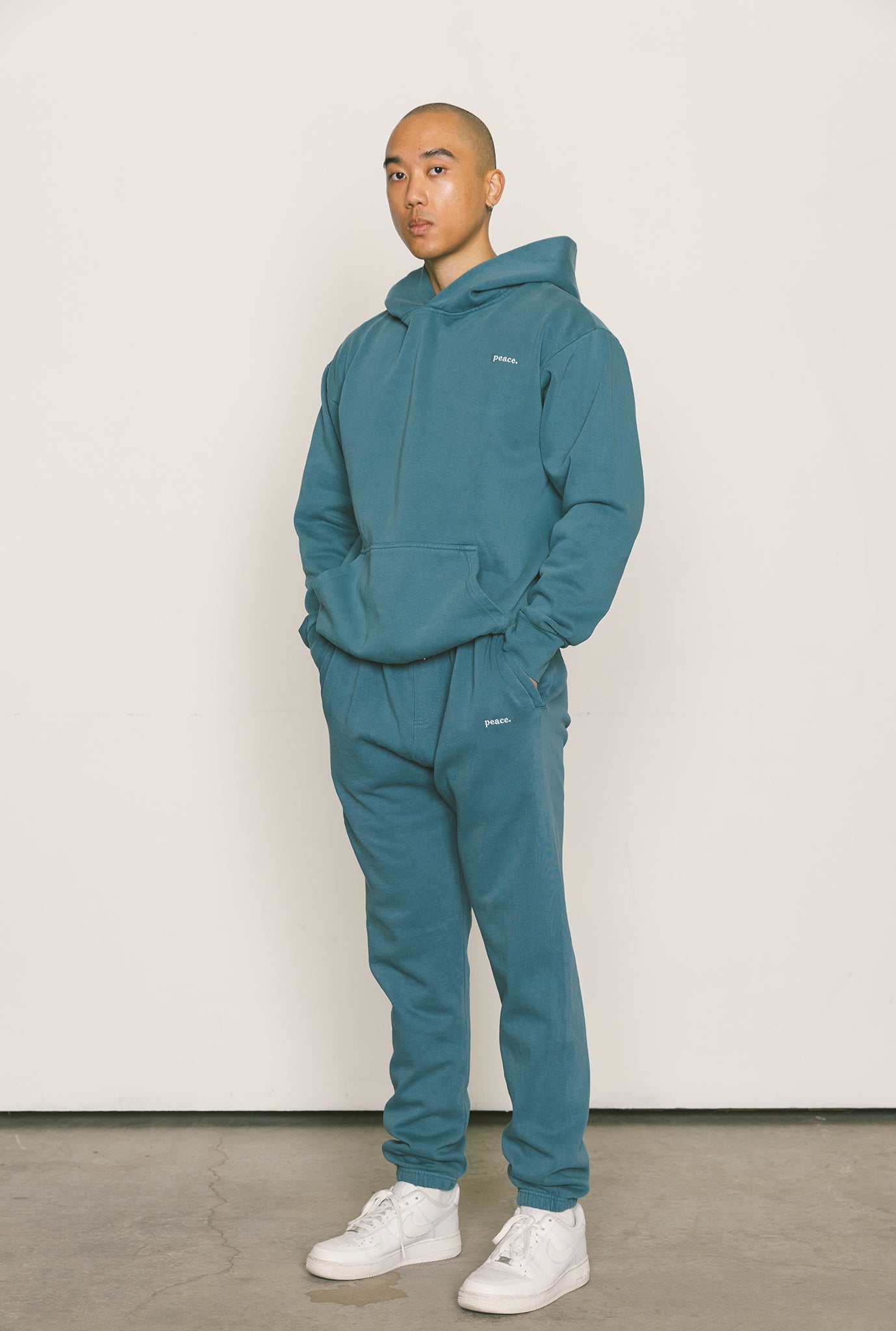 Peace Heavyweight Hoodie - Pebble Blue