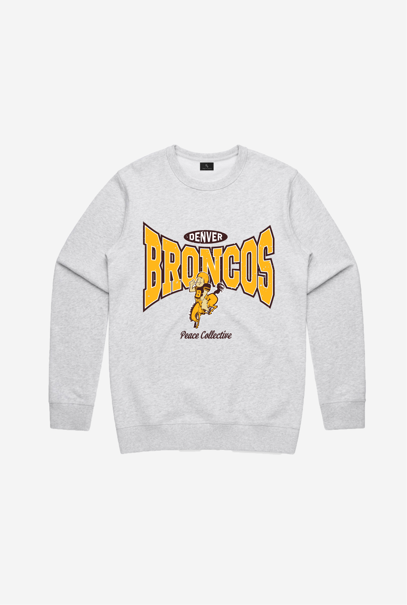 Denver Broncos Washed Graphic Crewneck - Ash