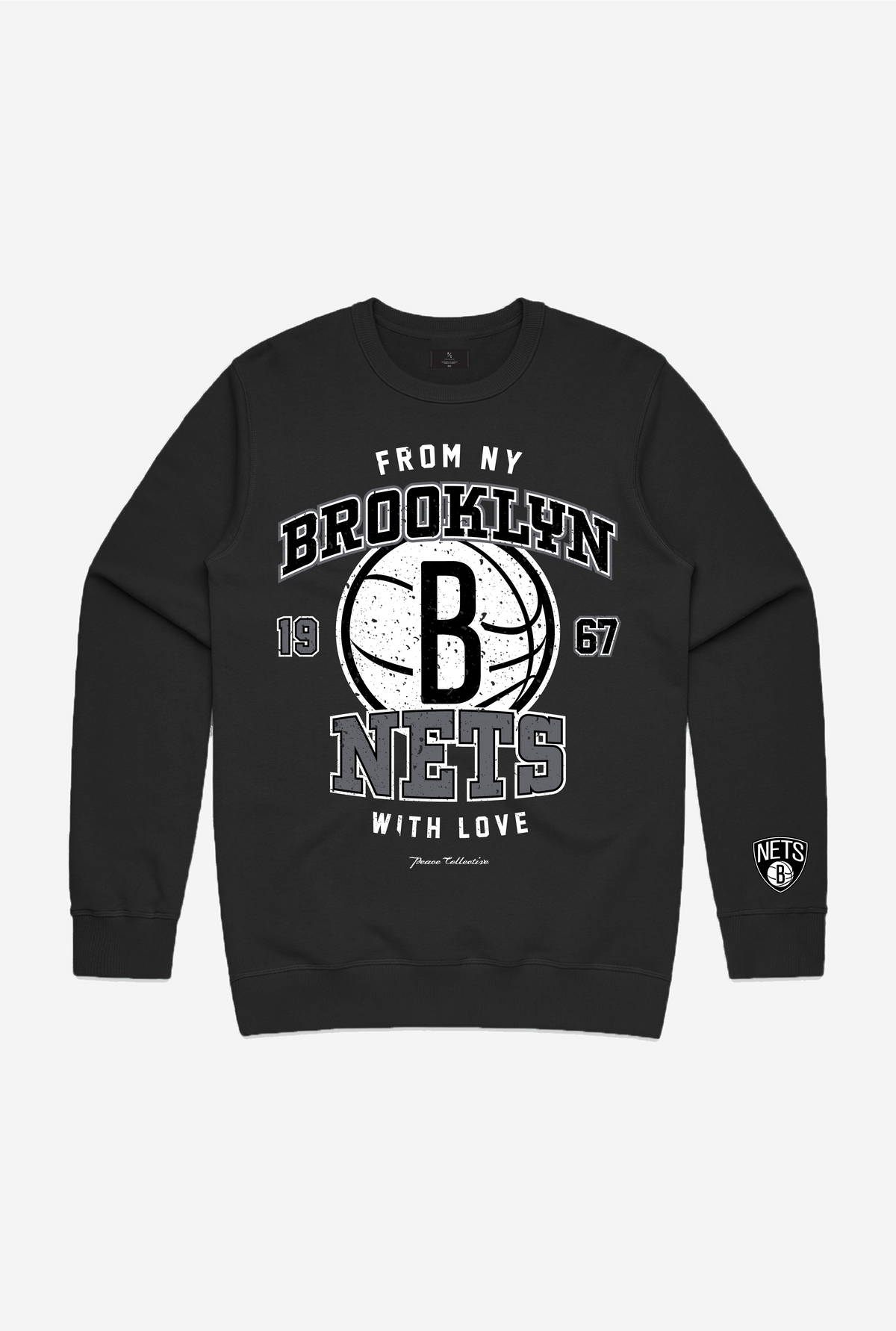 Brooklyn Nets Washed Crewneck - Black