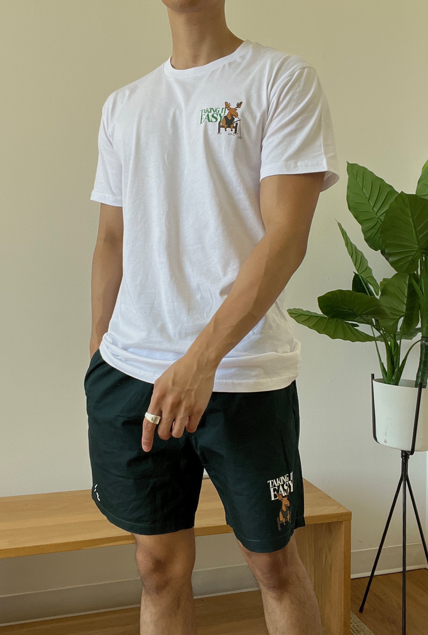 Taking It Easy Moose Board Shorts - Pine Green