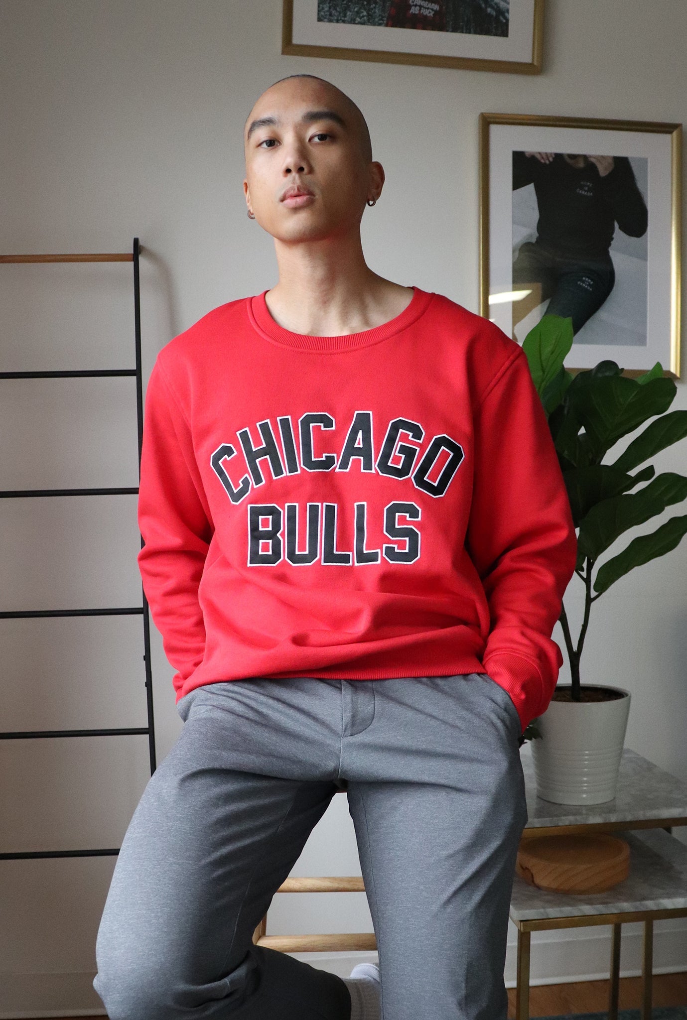 NBA 75th Chicago Bulls Collegiate Crewneck - Red