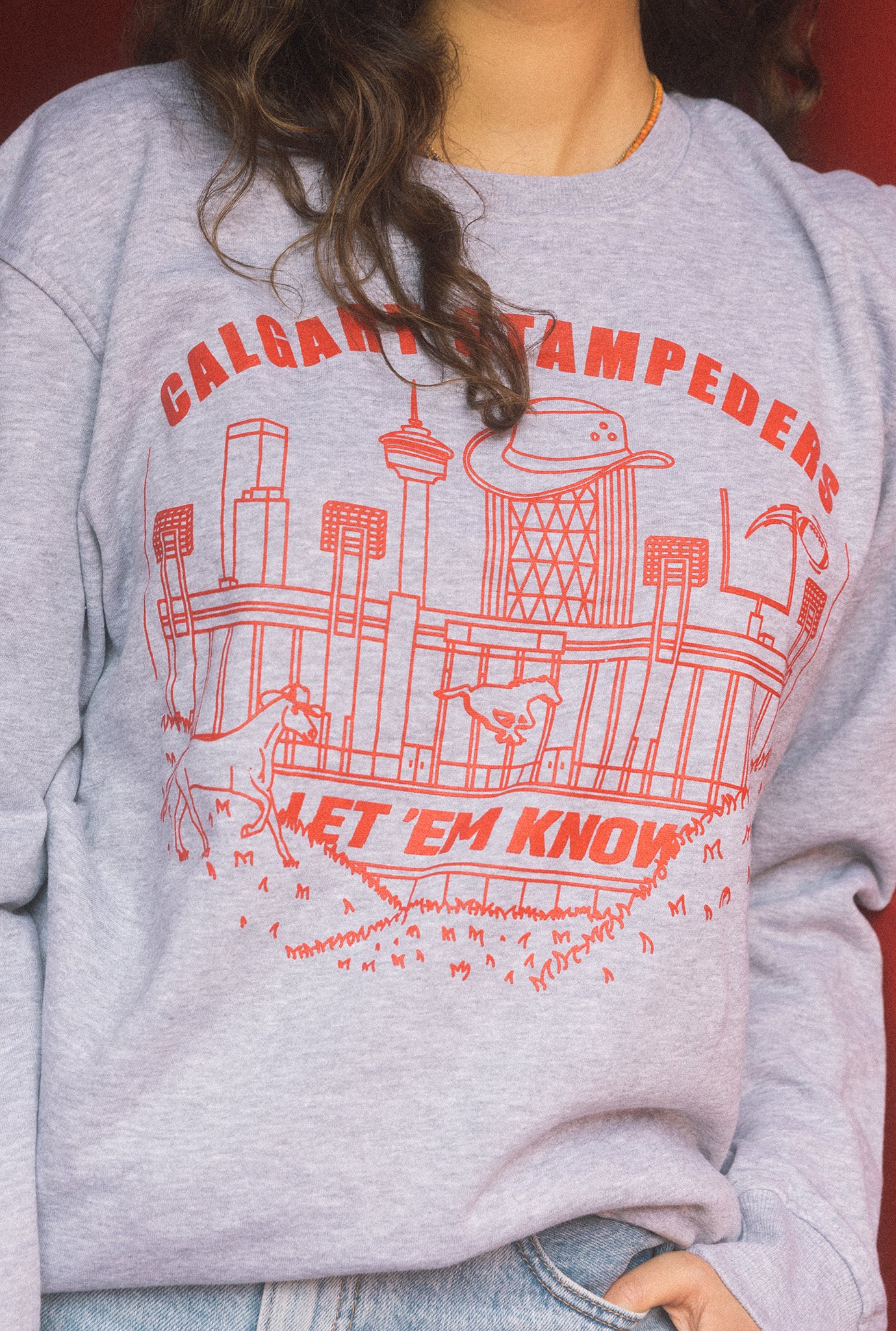 Calgary Stampeders Let 'em Know Crewneck - Ash