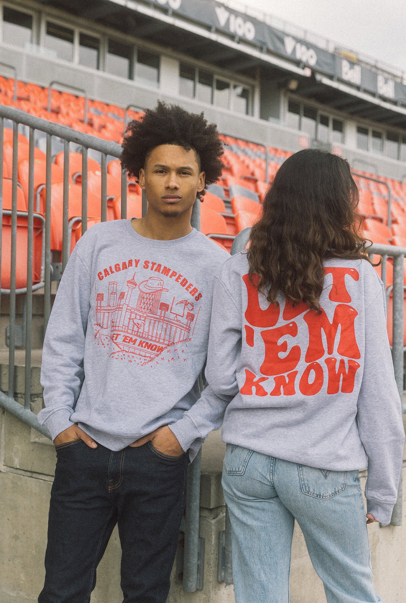 Calgary Stampeders Let 'em Know Crewneck - Ash