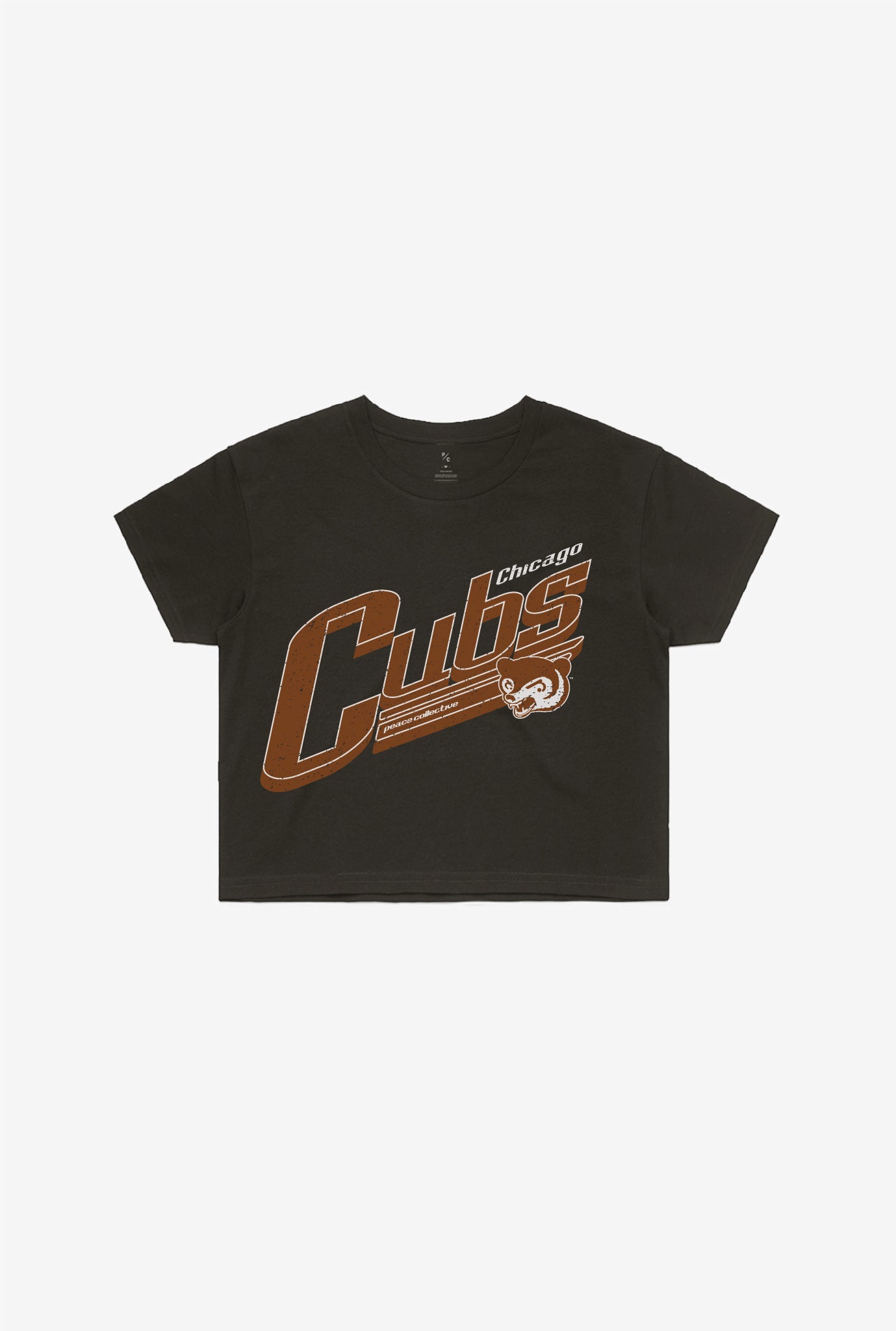 Chicago Cubs Vintage Cropped T-Shirt - Black