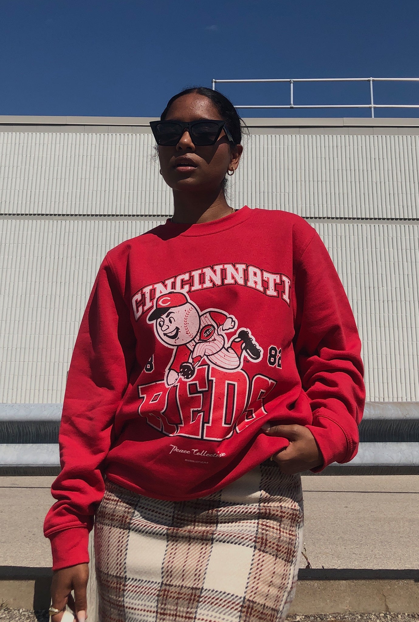 T-shirt ras du cou délavé vintage des Reds de Cincinnati - Rouge