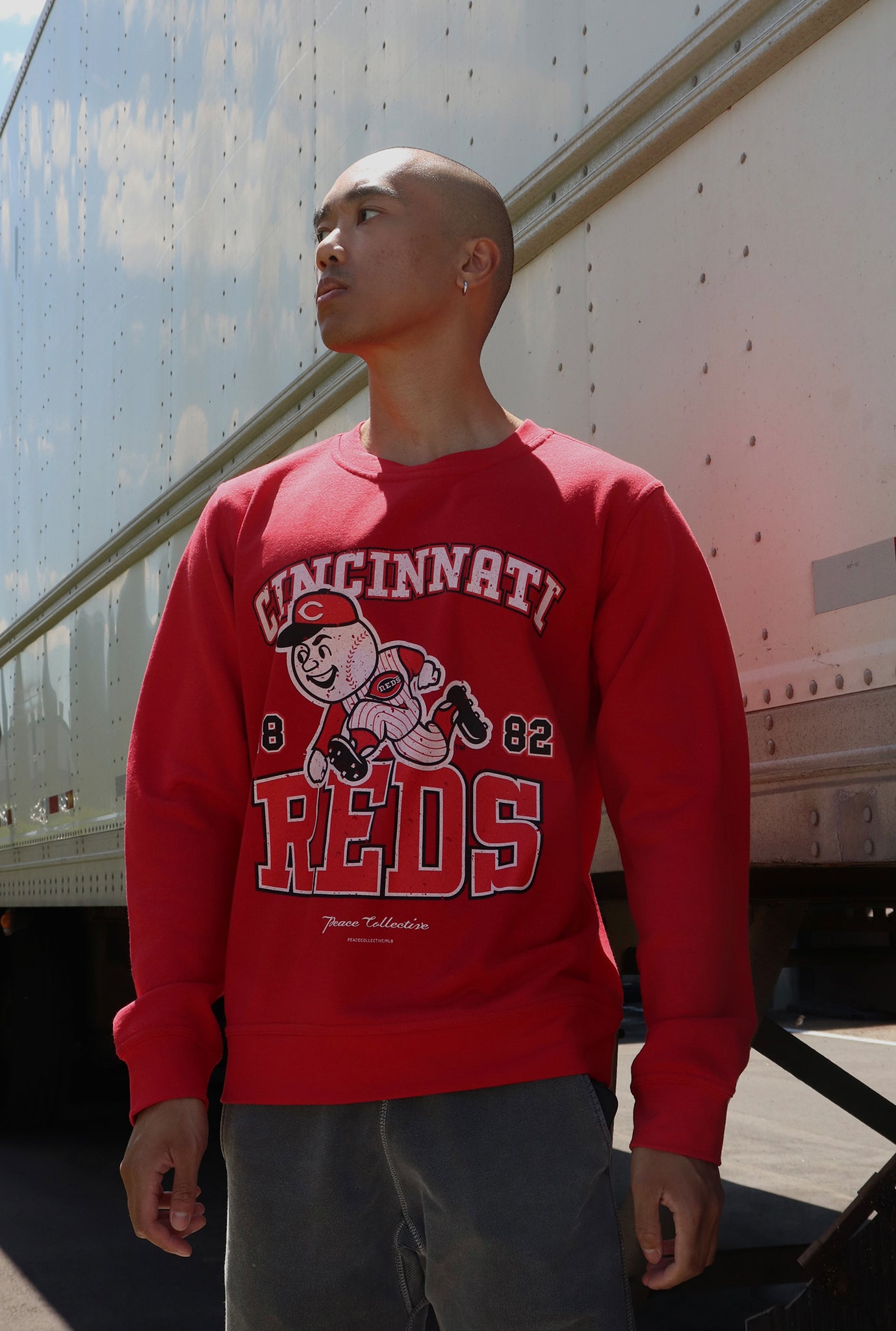 Cincinnati Reds Vintage Washed Crewneck - Red