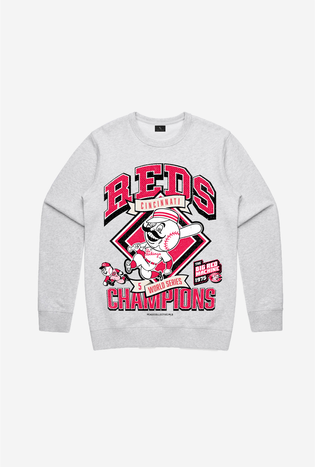 Cincinnati Reds Vintage Cooperstown Collection Crewneck - Ash