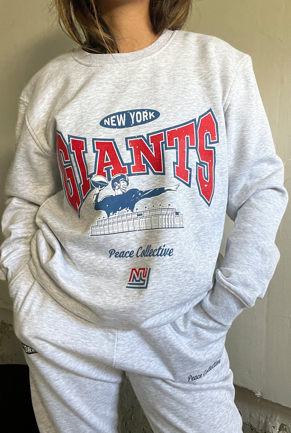 New York Giants Washed Graphic Crewneck - Ash
