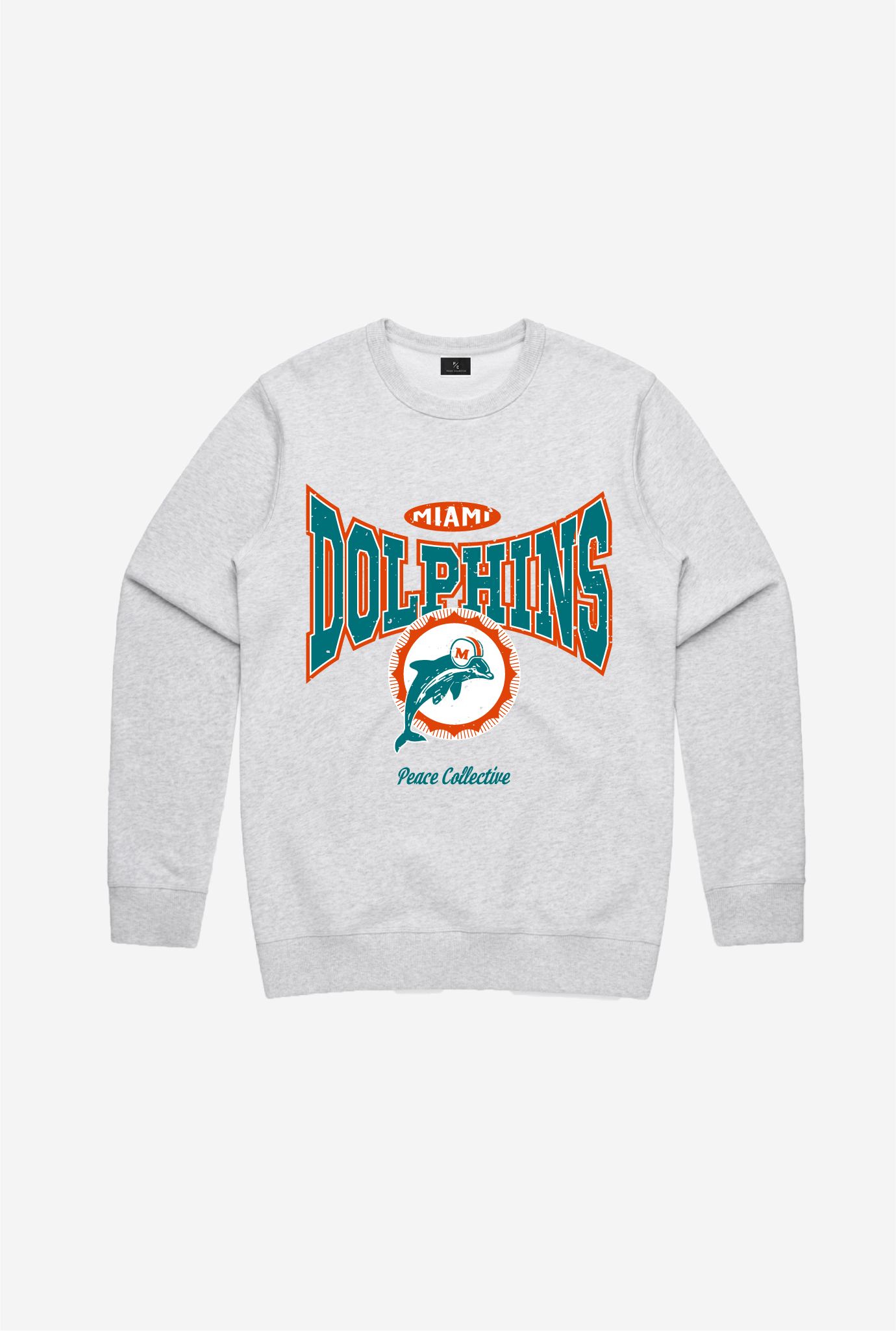Miami Dolphins Washed Graphic Crewneck - Ash