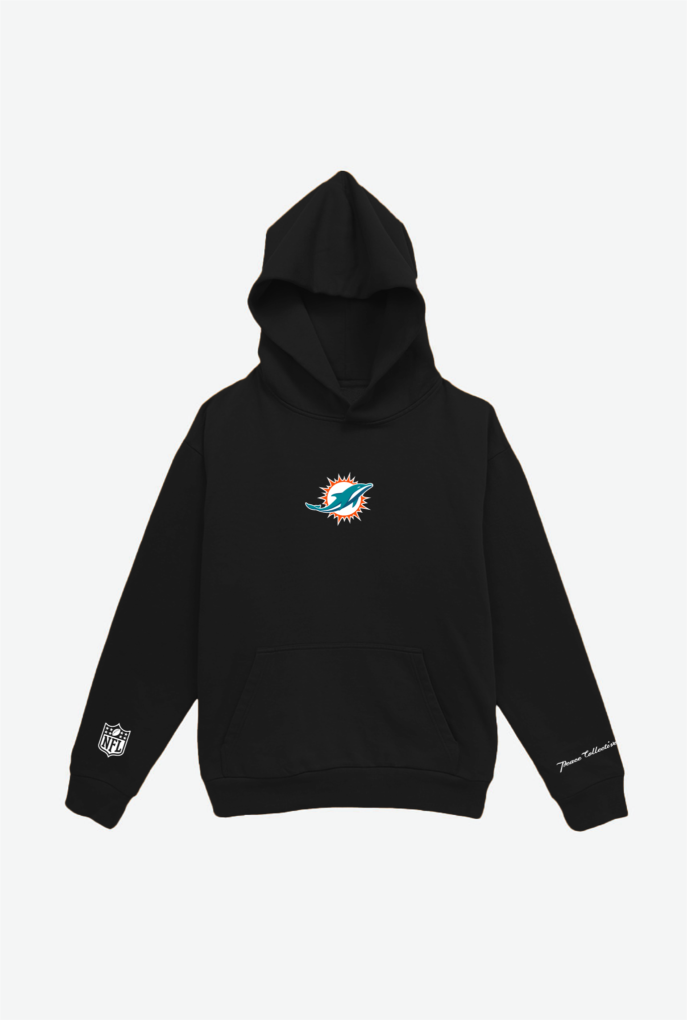 Schwerer Hoodie mit Logo von Miami Dolphins – Schwarz