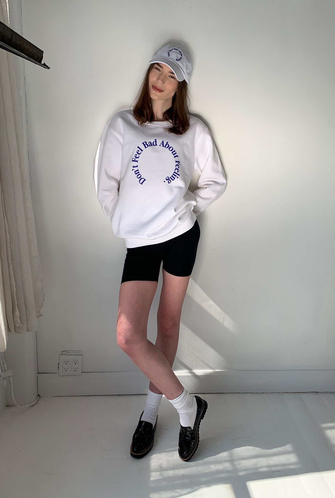 Don't Feel Bad About Feeling Crewneck - White