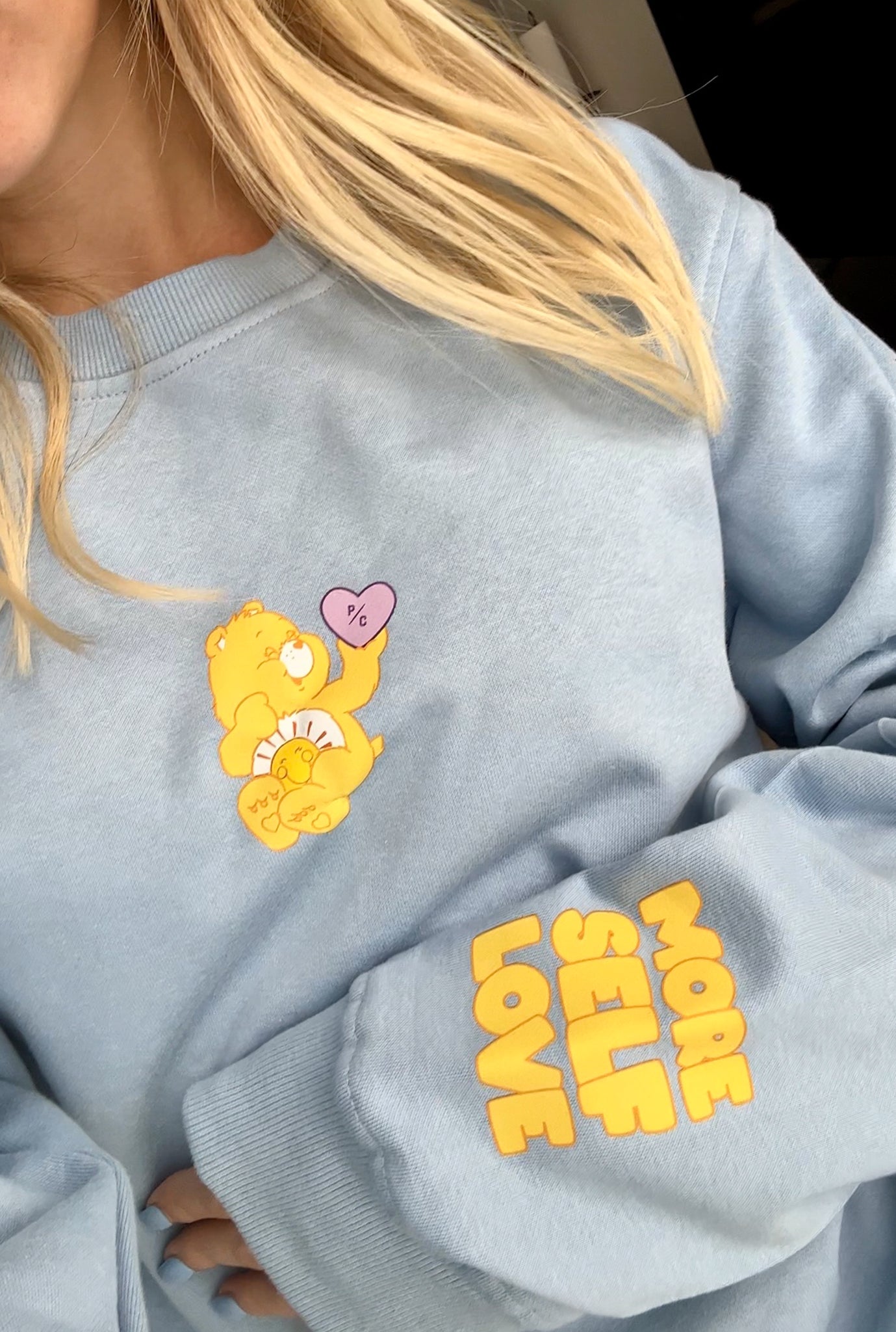 Funshine Bear More Self Love Crewneck - Vista Blue