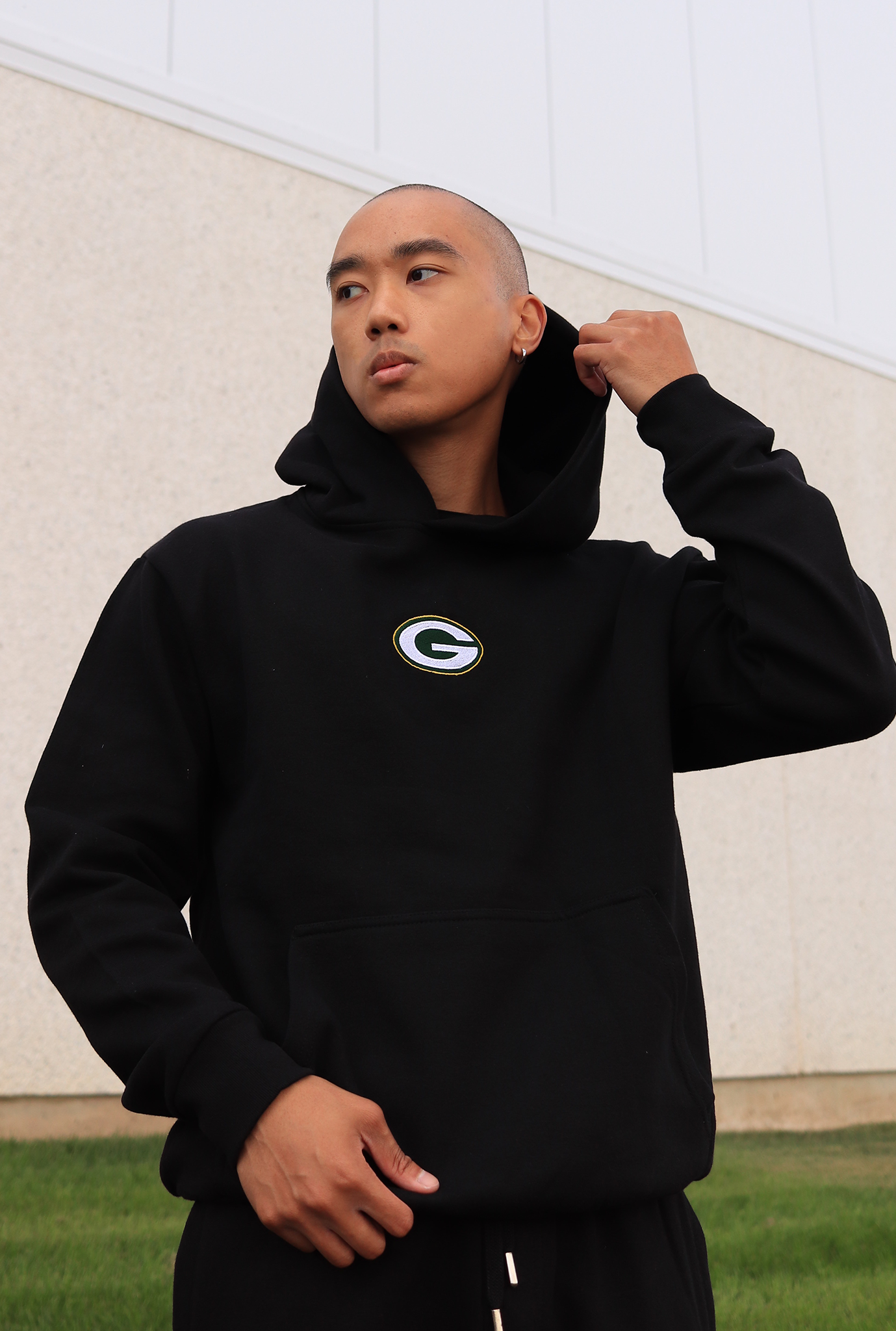 Sweat à capuche épais avec logo des Packers de Green Bay - Noir