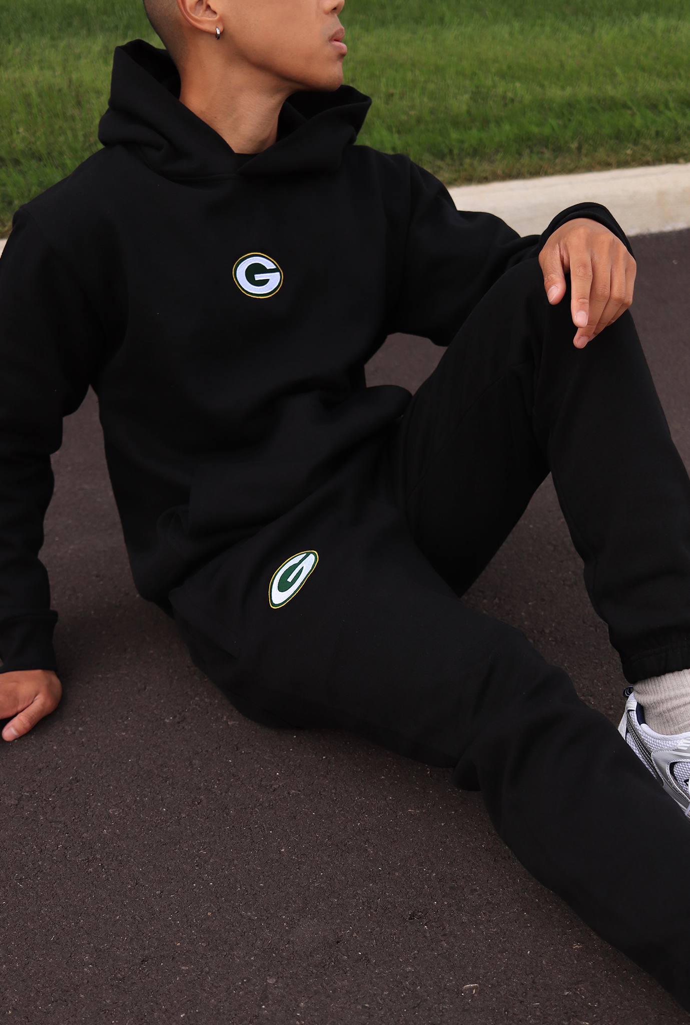 Sweat à capuche épais avec logo des Packers de Green Bay - Noir