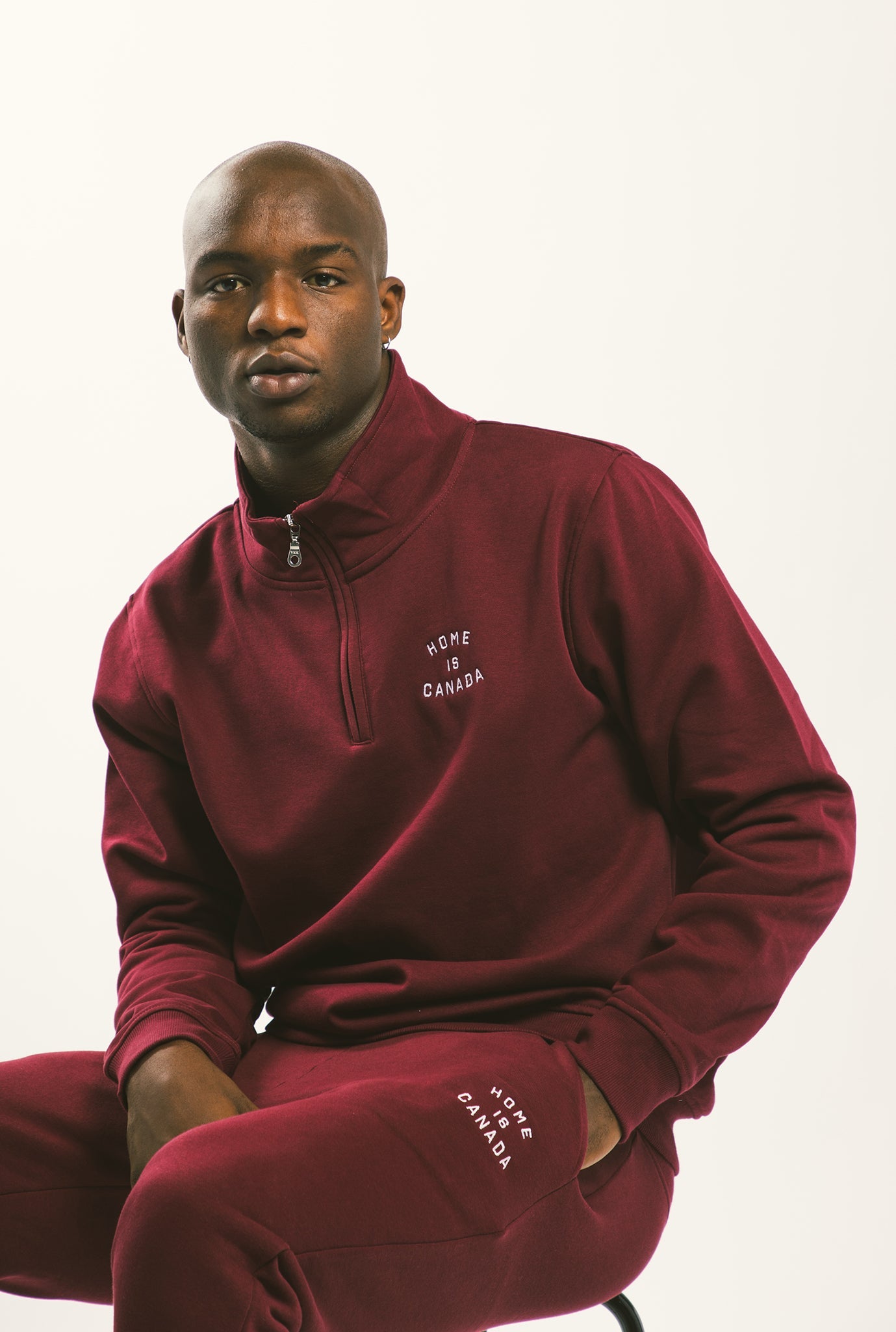 Home is Canada 1/4 Zip Sweater - Maroon