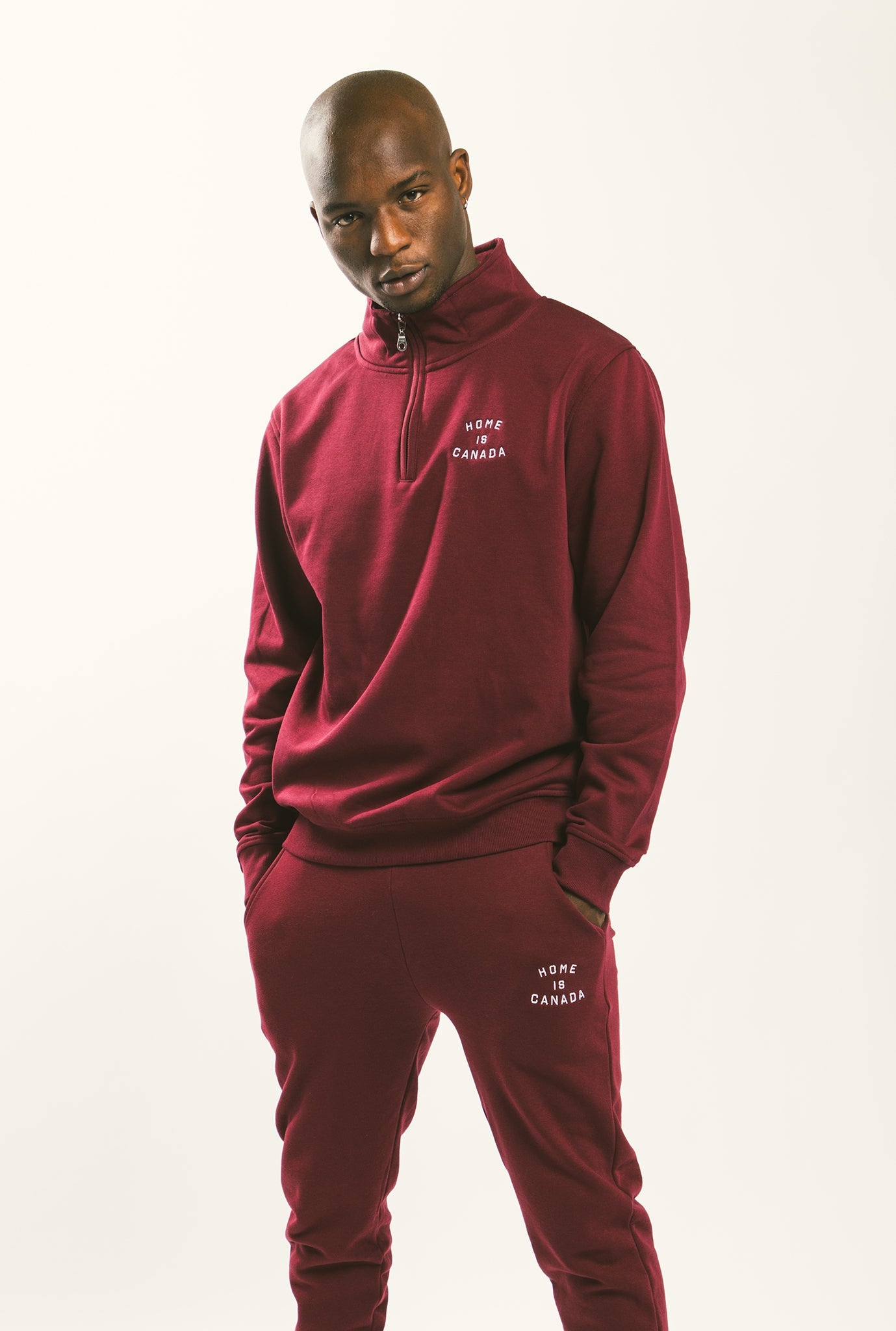 Home is Canada 1/4 Zip Sweater - Maroon