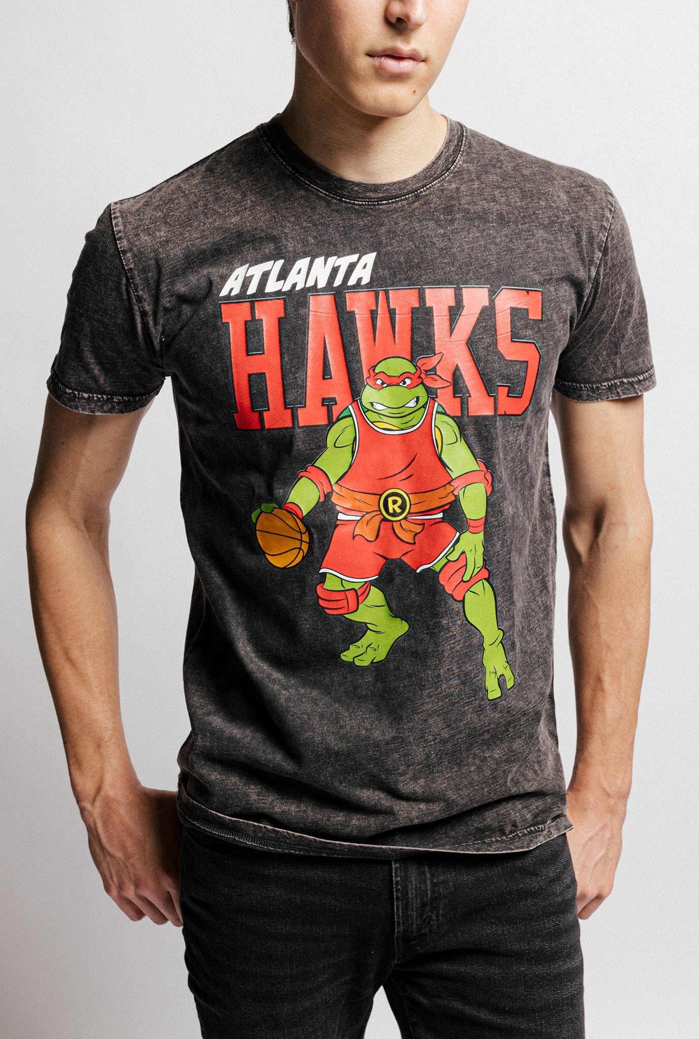 P/C x TMNT Atlanta Hawks Stonewash T-Shirt - Black