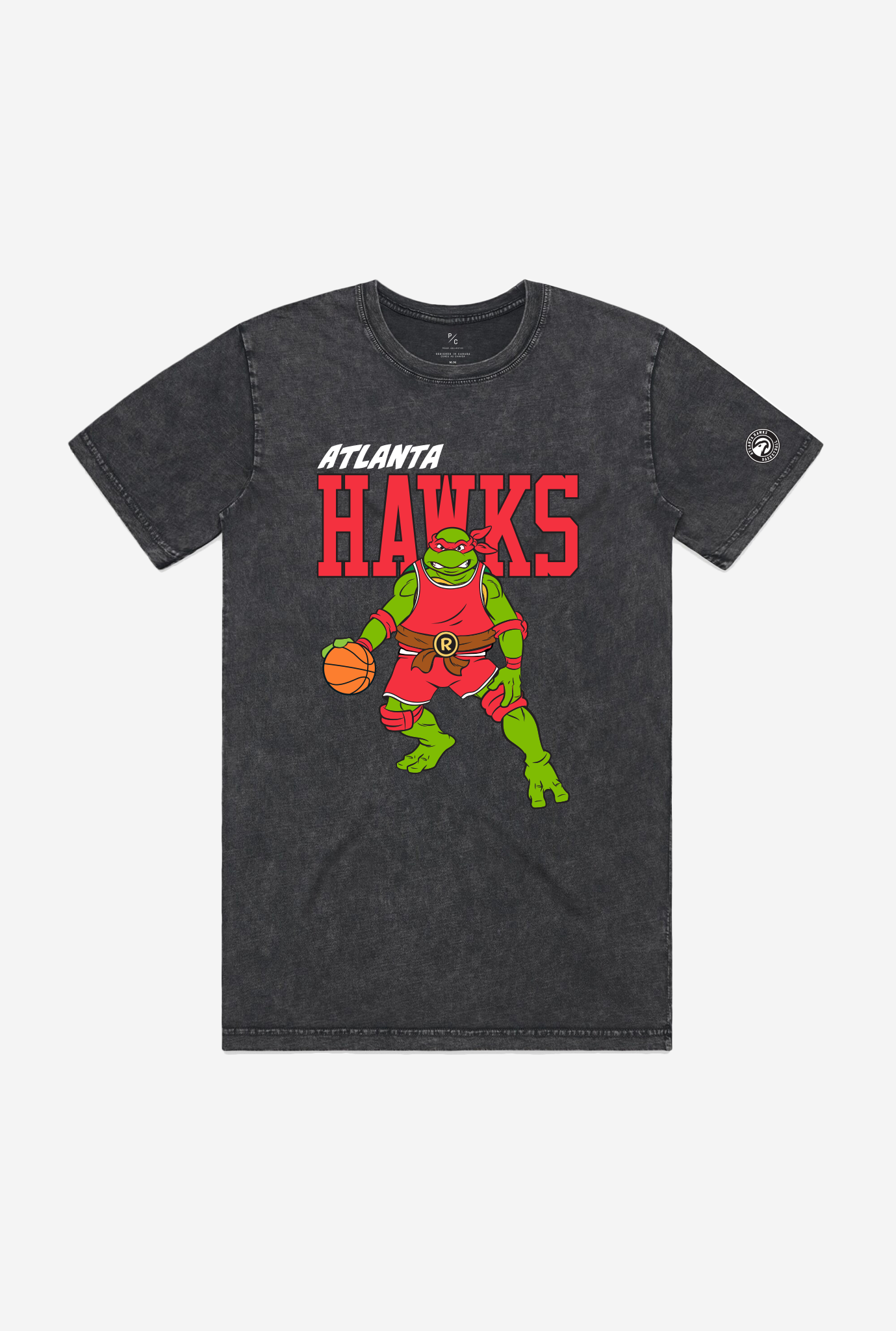 P/C x TMNT Atlanta Hawks Stonewash T-Shirt - Black