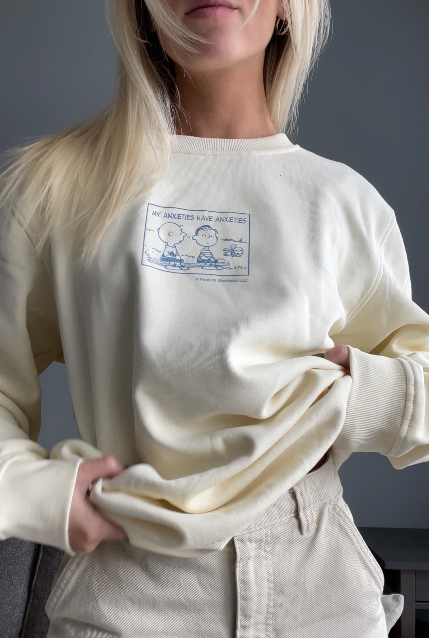 Peanuts My Anxieties have Anxieties Rundhalspullover - Elfenbein