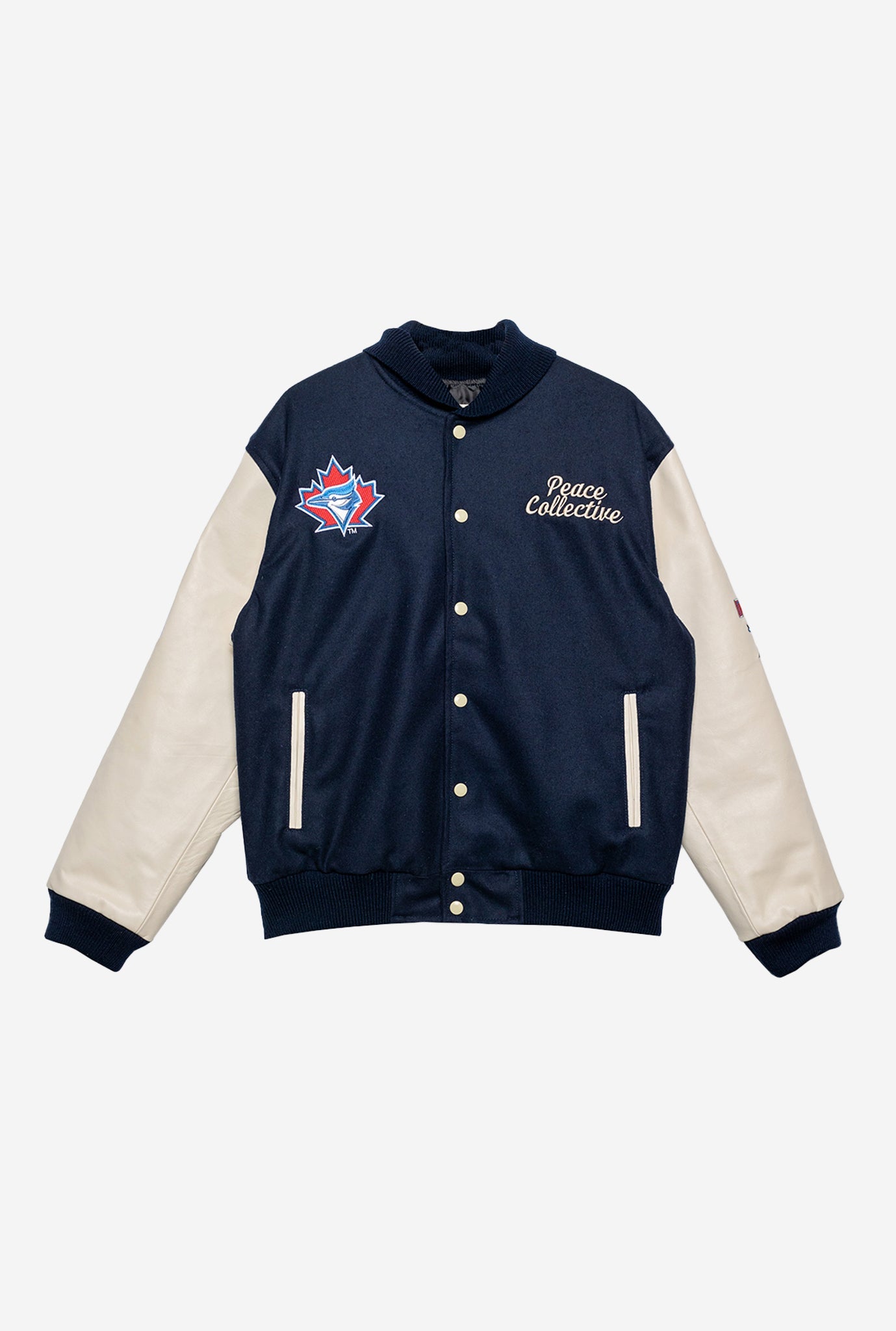 Toronto Blue Jays Patch Letterman-Jacke - Marineblau und Creme