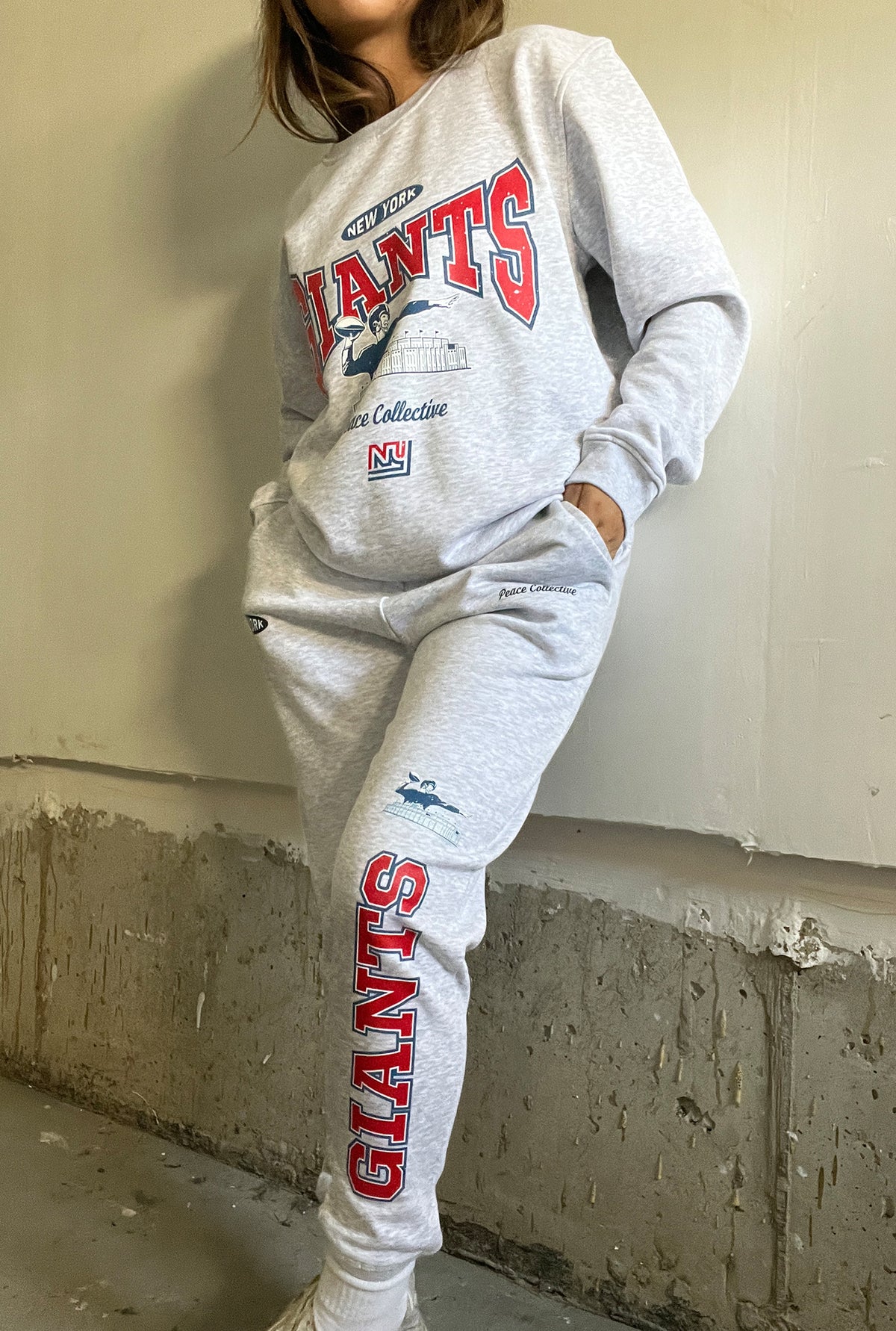 New York Giants Washed Graphic Joggers - Ash