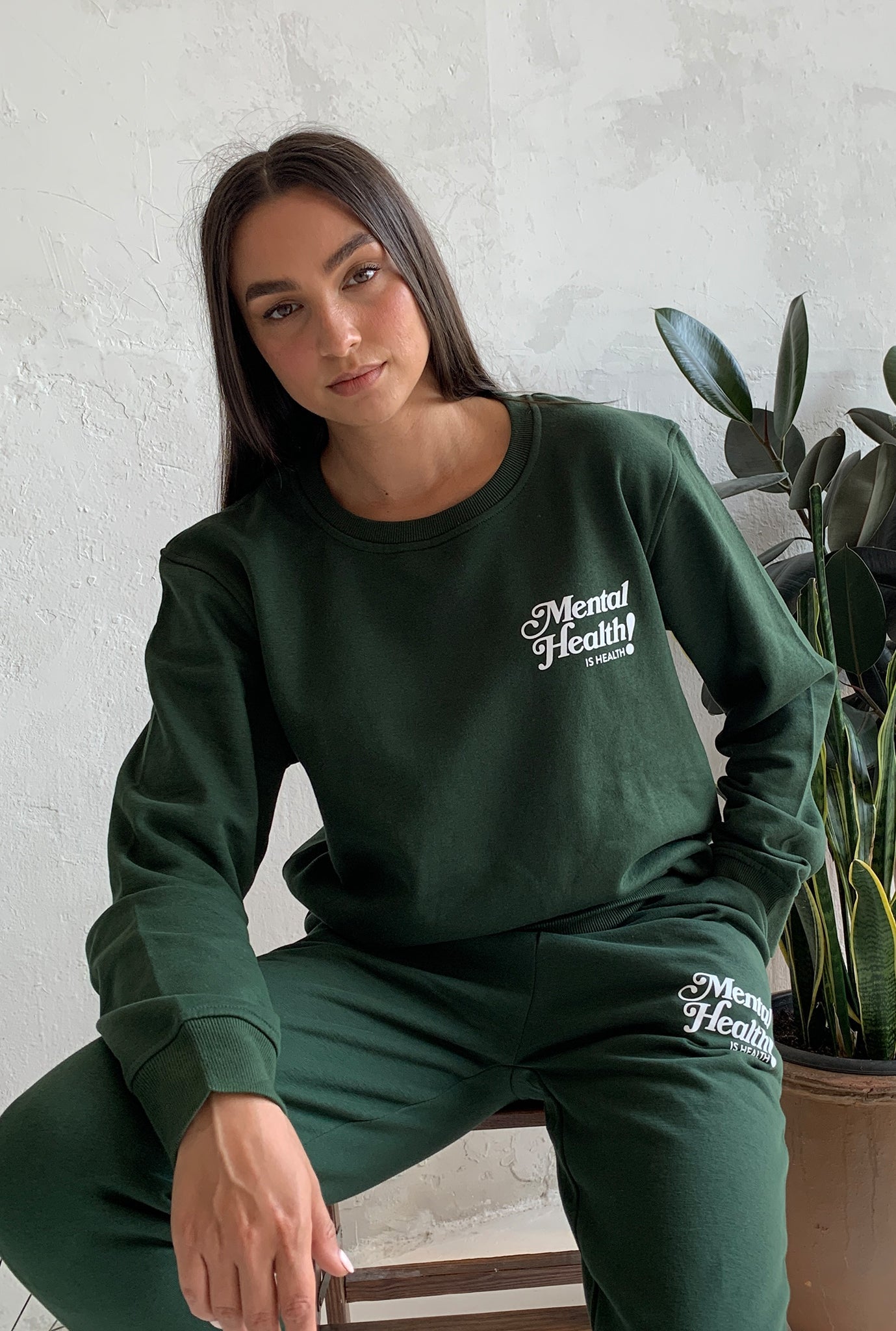 Mental Health is Health! Crewneck - Forest Green