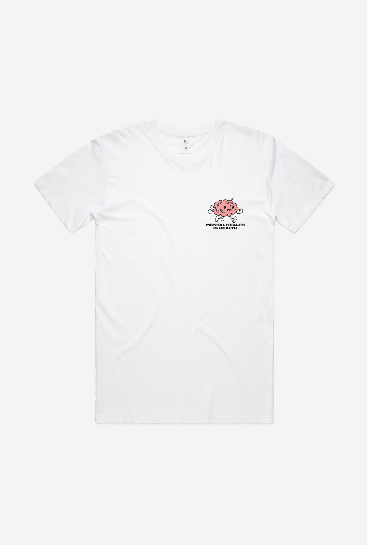 Mental Health is Health Brain Grafik T-Shirt - Weiß