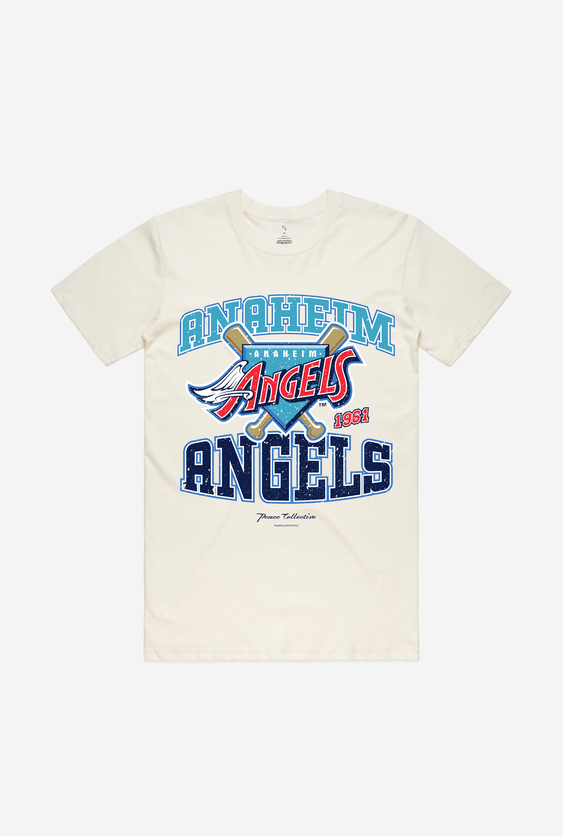 T-shirt délavé vintage des Anaheim Angels - Ivoire