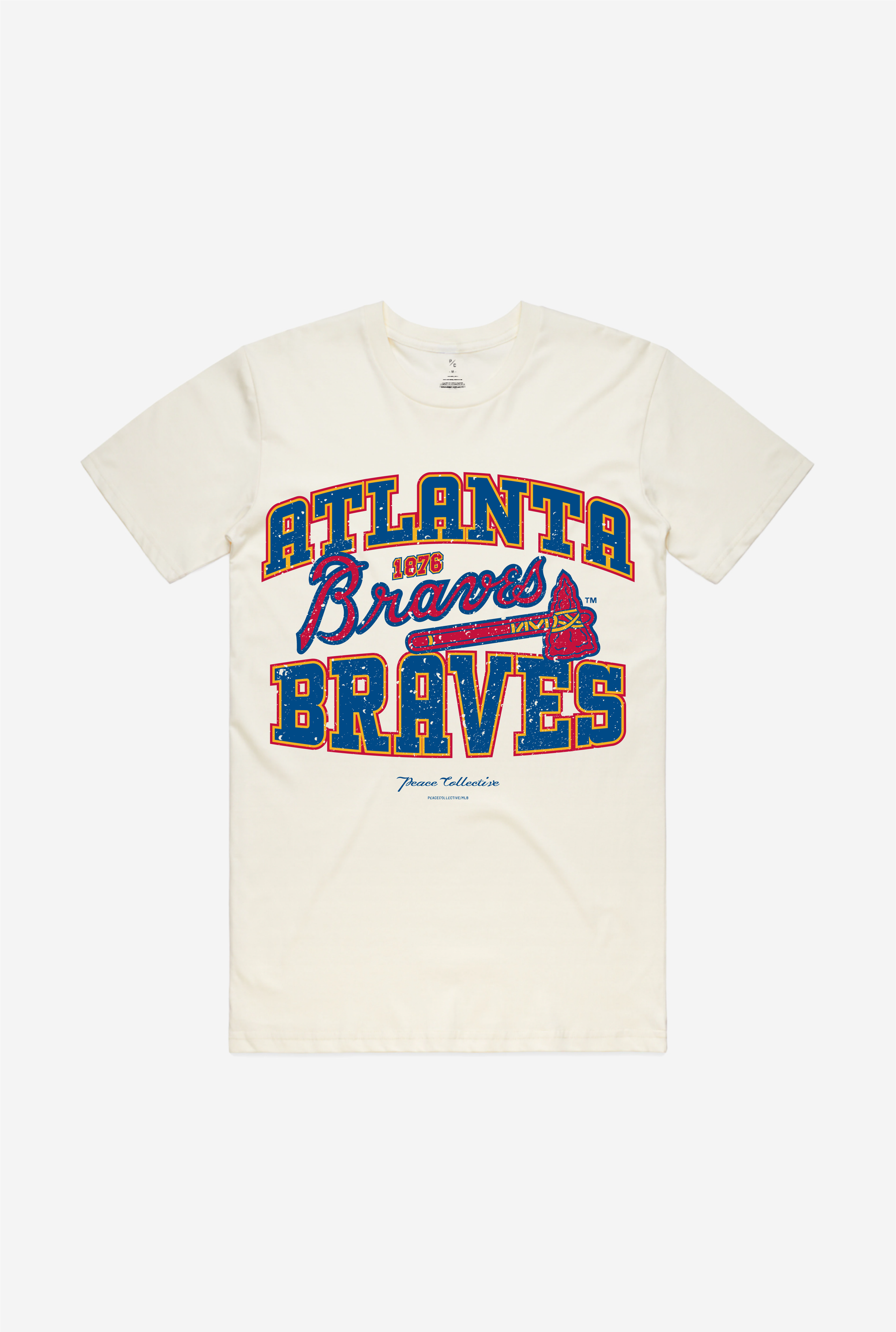 T-shirt délavé vintage des Braves d'Atlanta - Ivoire