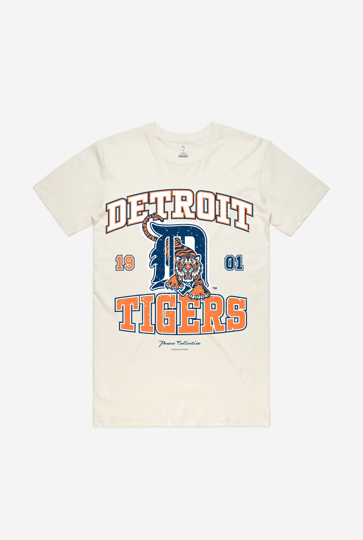 Detroit Tigers – Vintage-T-Shirt im Washed-Look – Elfenbein