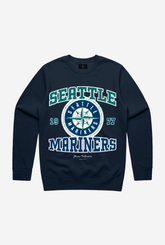 Pull ras du cou délavé vintage des Mariners de Seattle - Bleu marine