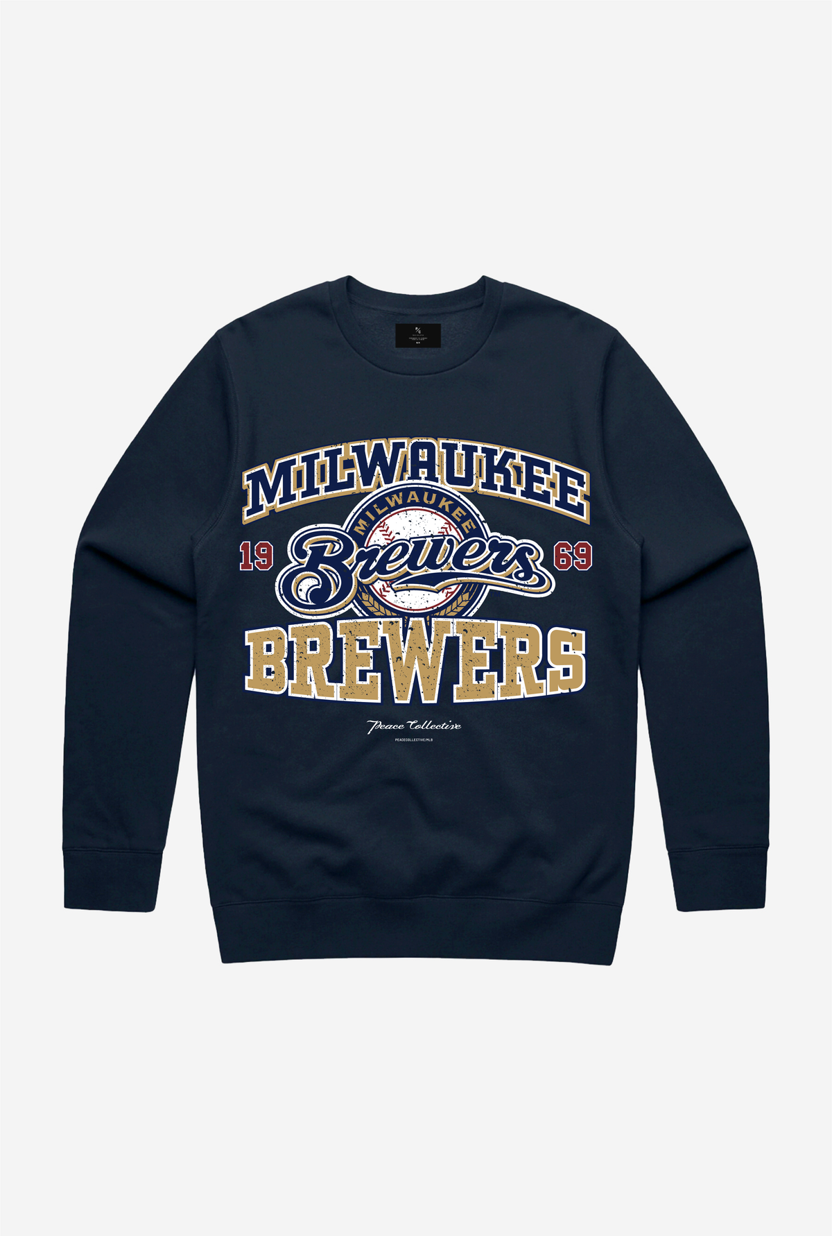 Milwaukee Brewers Vintage Washed Crewneck - Navy