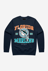 Florida Marlins Vintage Washed Crewneck - Navy