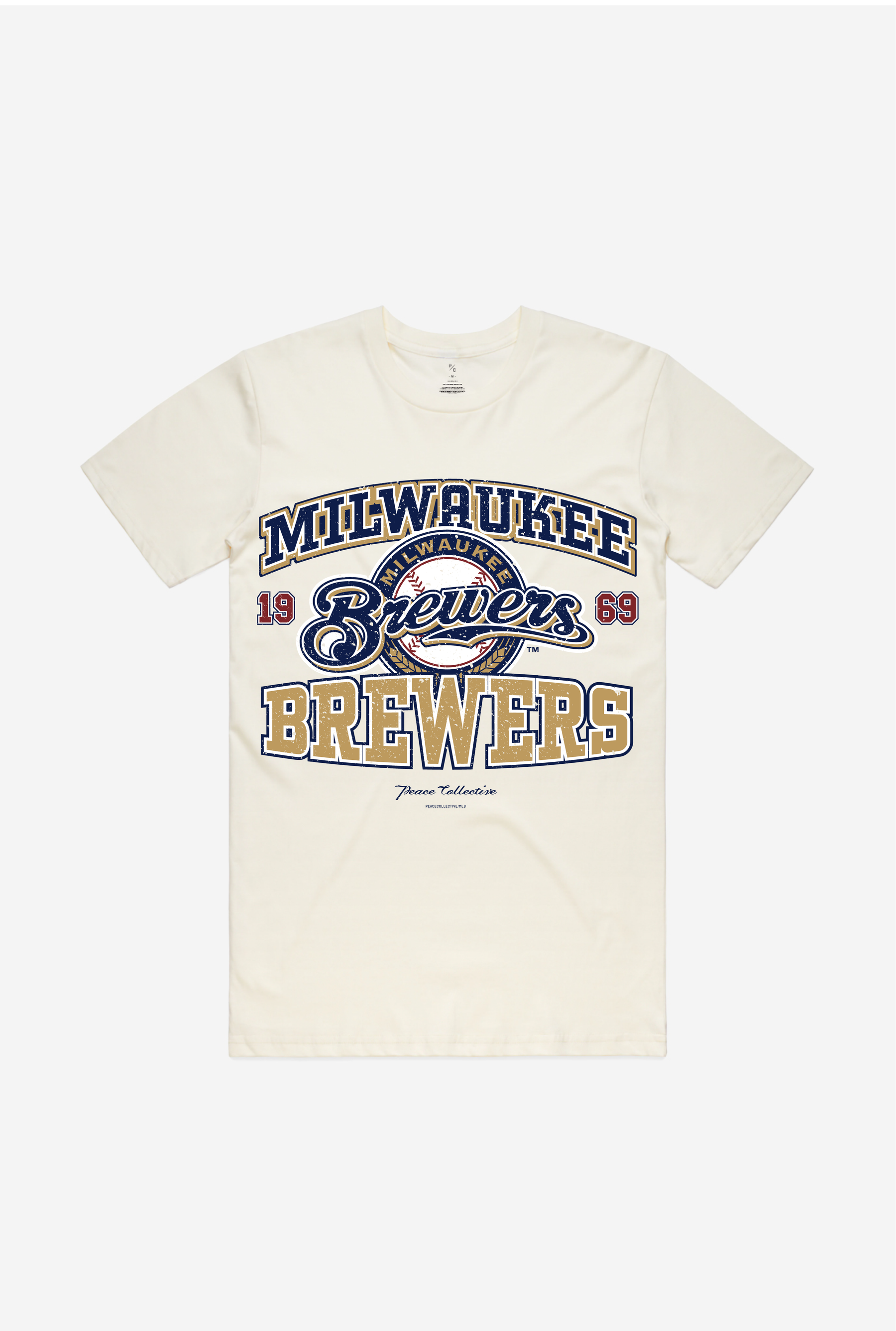 T-shirt délavé vintage des Milwaukee Brewers - Ivoire