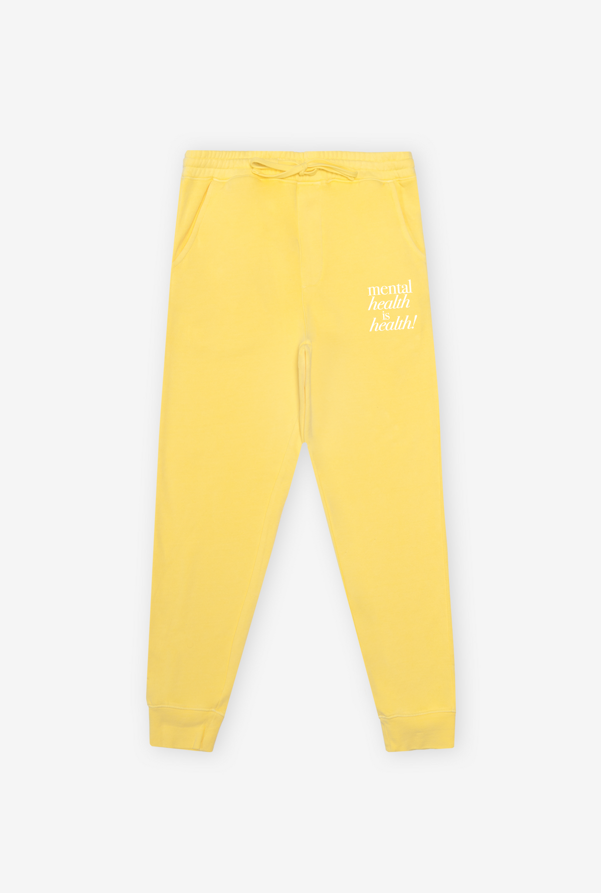 Pantalon de jogging à teinture pigmentaire « Mental Health is Health » - Jaune
