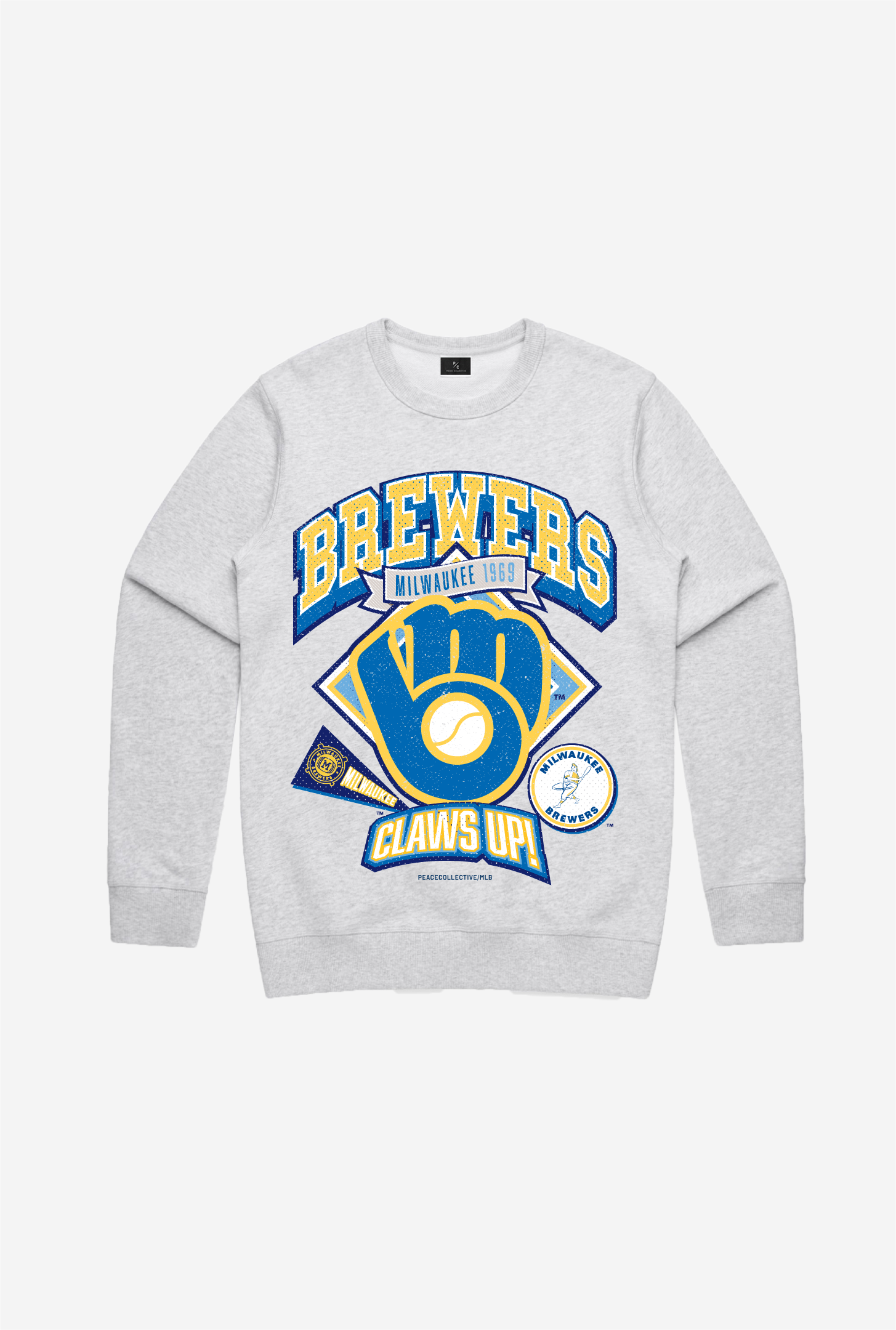 Milwaukee Brewers Vintage Cooperstown Collection Crewneck - Ash