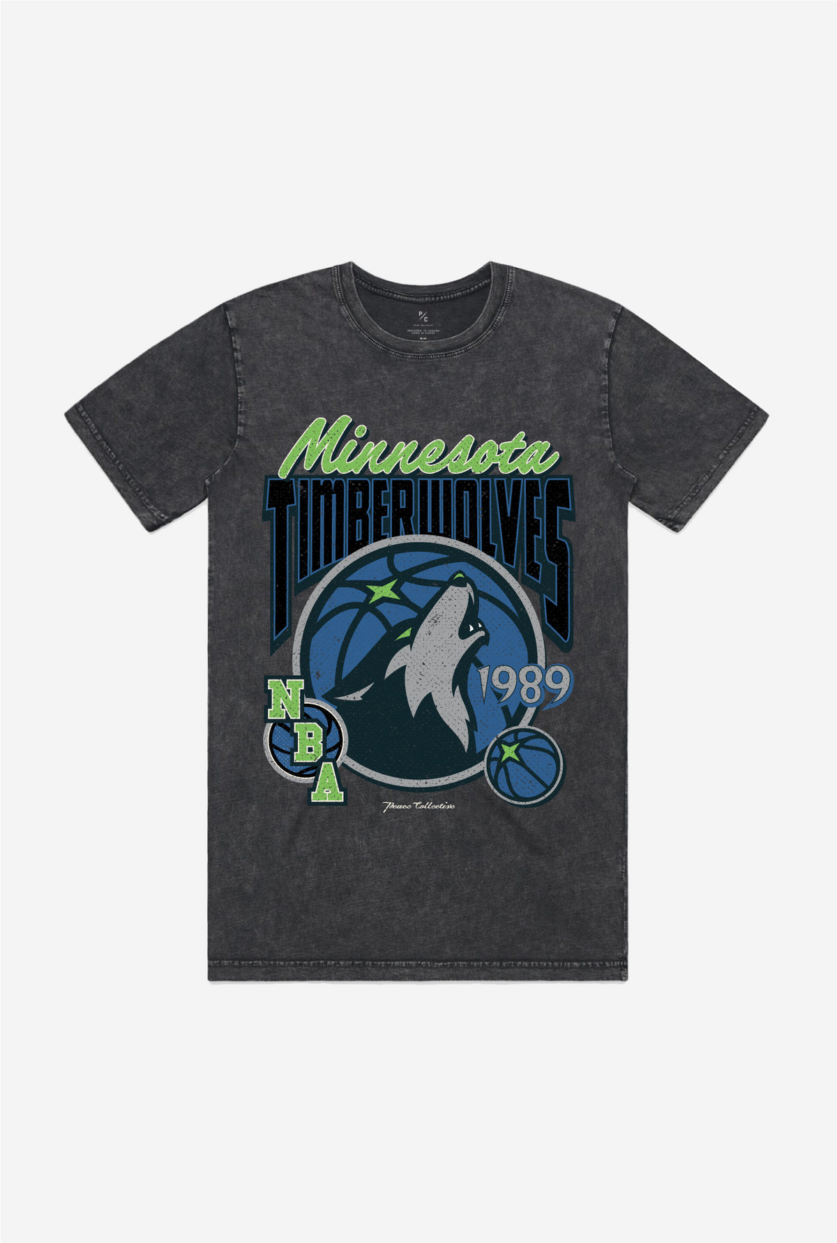 Minnesota Timberwolves Stonewash T-Shirt - Black