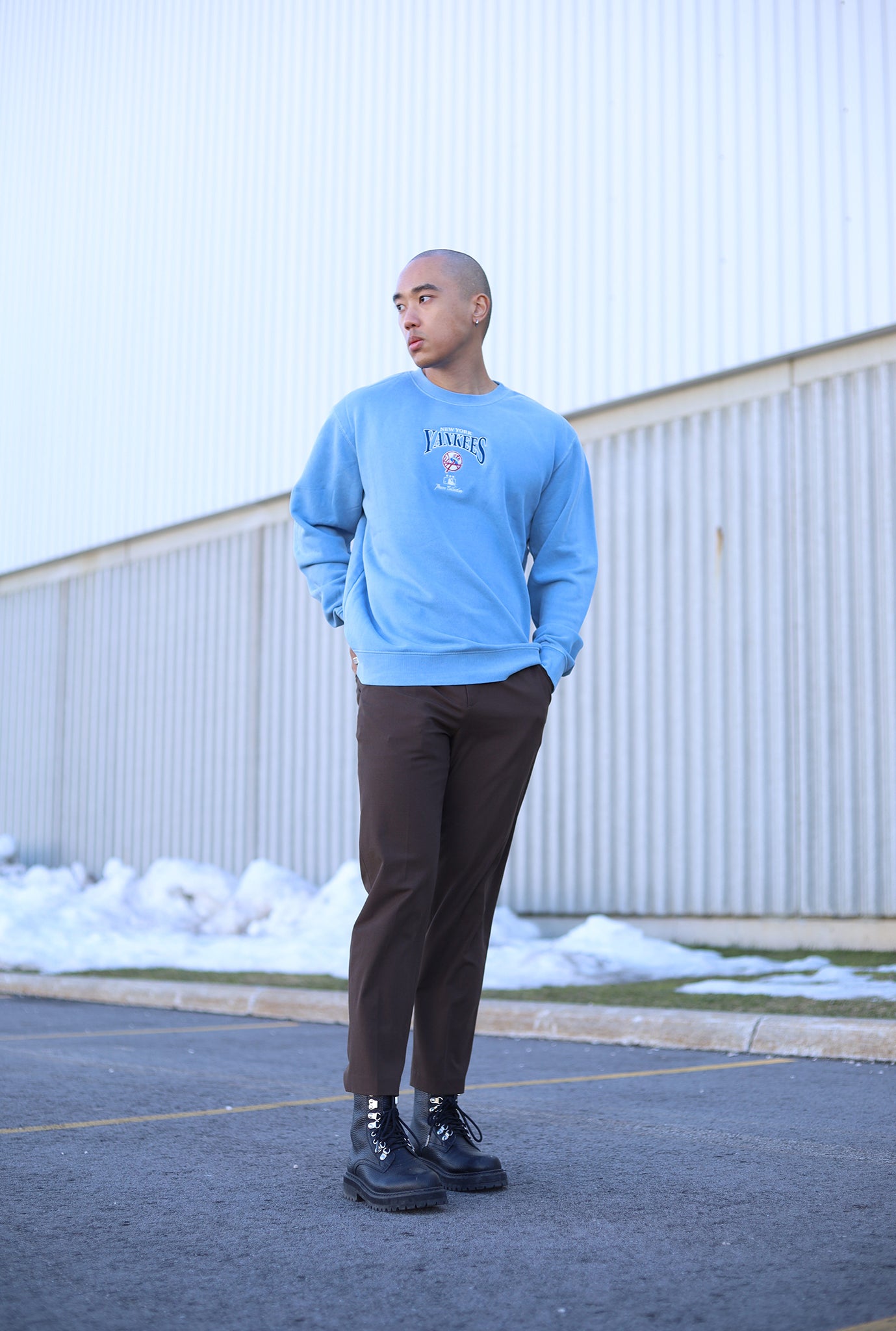 New York Yankees Vintage Embroidered Crewneck - Blue