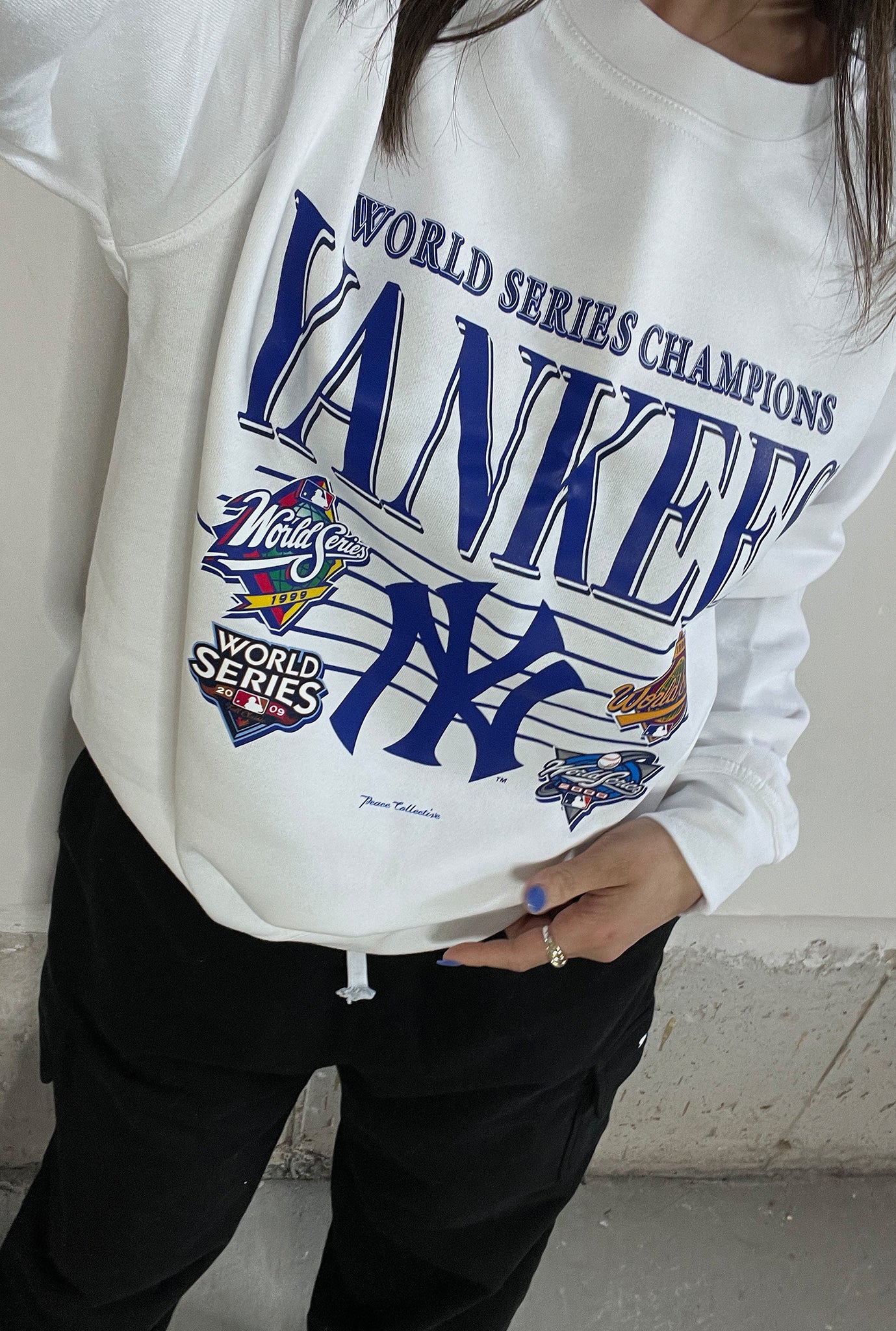 New York Yankees Throwback Crewneck - White