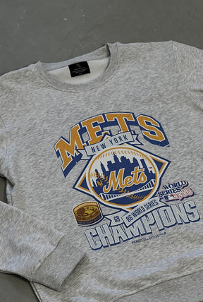 New York Mets Vintage Cooperstown Collection Crewneck - Ash