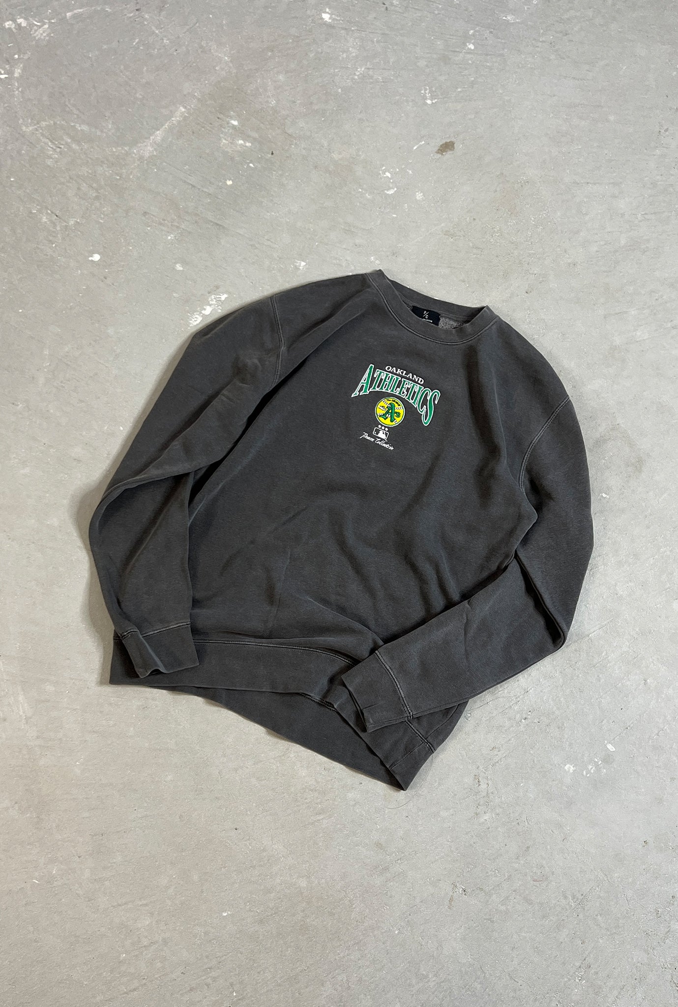 Pull ras du cou brodé vintage Oakland Athletics - Noir